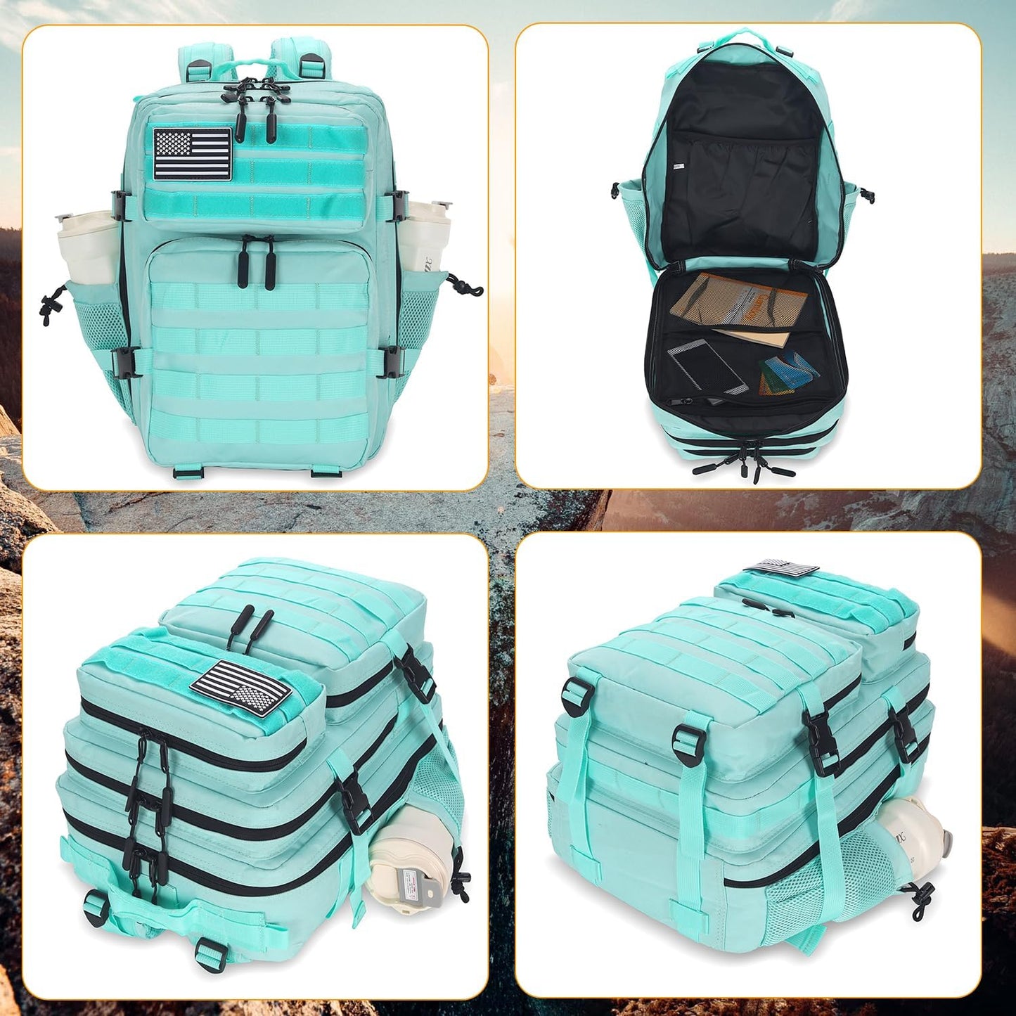 25L Tactical Backpack for Men and Women Military Backpack Army Assault Pack Molle Backpack Small Bug Out Bag Travel Rucksack Daypack (Mint Green)