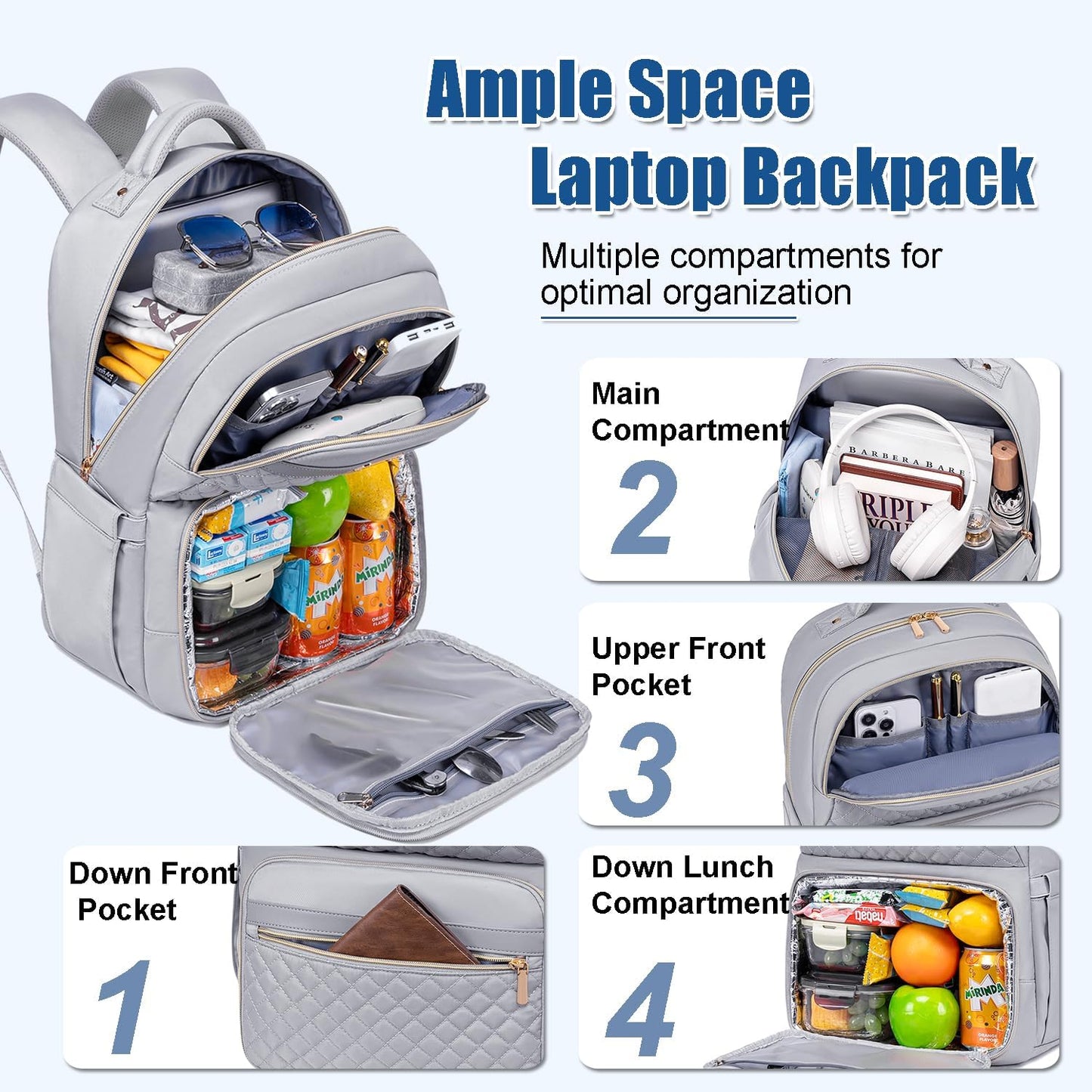 Weitars Lunch Backpack, Insulated Cooler Backpack 15.6 Inch Laptop Backpack For Women Men For Women Nurses Teacher Gifts for College Work Beach Camping Picnics Travel