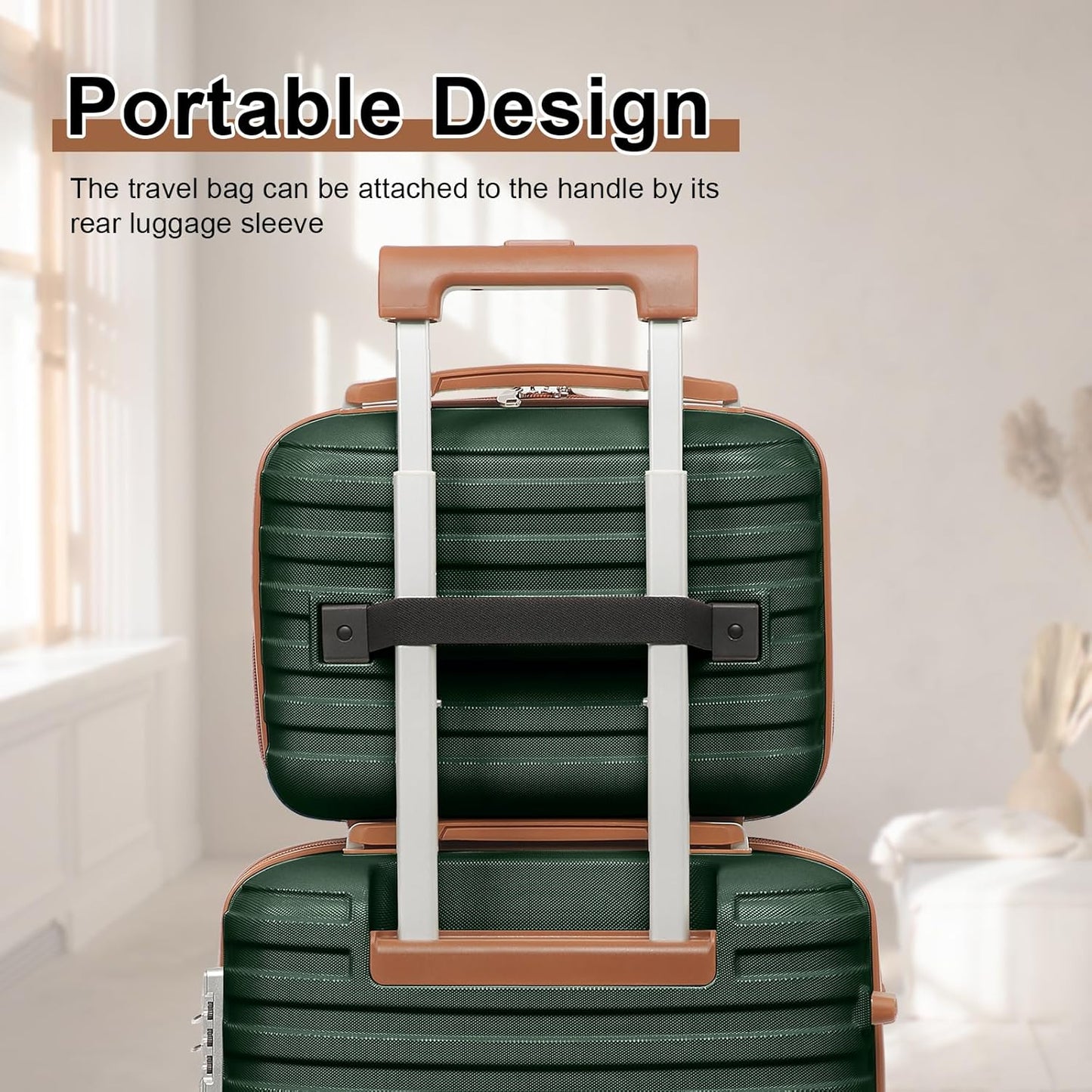 Joyway Carry On Luggage 20 Inch Expandable Suitcase with Spinner Wheel, 4 Piece Hard Shell Luggage Set with TSA Lock(Green brown)