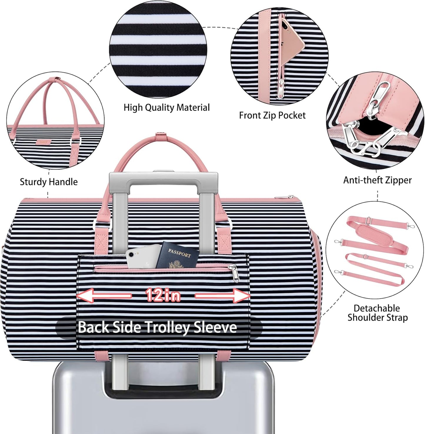 Convertible 2-in-1 Garment Bags for Travel, Carry On Garment Duffle Bag With Shoe Compartment Large Weekender Bag for Women Men Hanging Suitcase Suit Travel Duffel Overnight Bags 4pcs Set