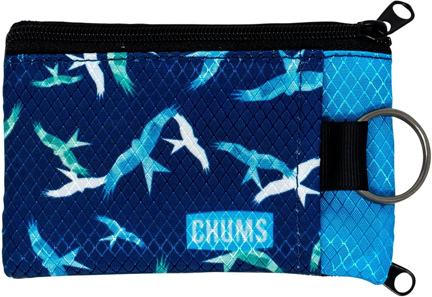 Chums Surfshorts Wallet - Lightweight Slim Wallet w/ RFID Blocking Card - Zippered, Minimalist Wallet w/Key Ring - Patterns