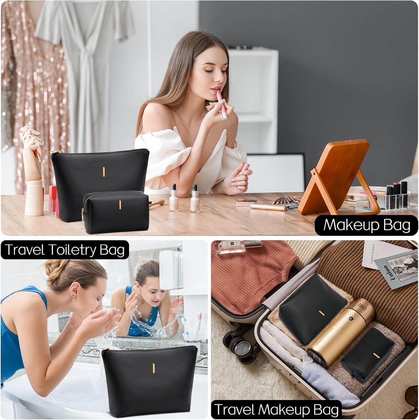 Women Gifts | Initial Makeup Bag Set for Girl Personalized Gifts for Bridesmaid Friend Graduation
