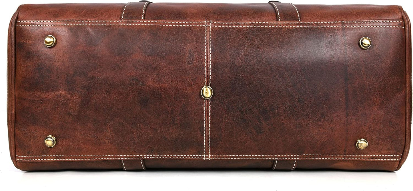 Leather Duffel Bag for Men & Women Travel, Weekend, Overnight, Gym Bag