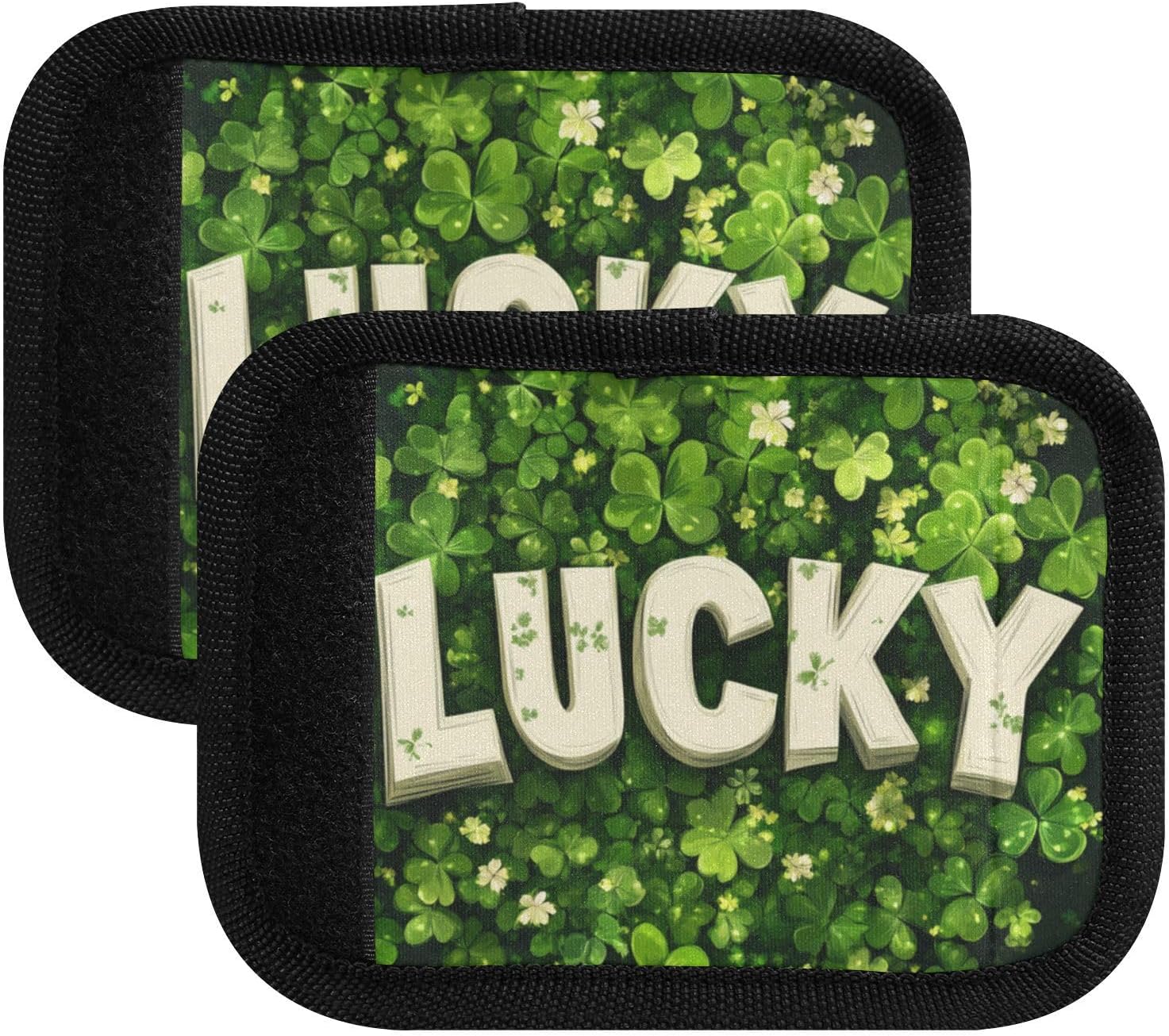 St. Patrick's Day Clovers Lucky Green 2 Pack Luggage Handle Wraps Covers for Suitcase Identifiers