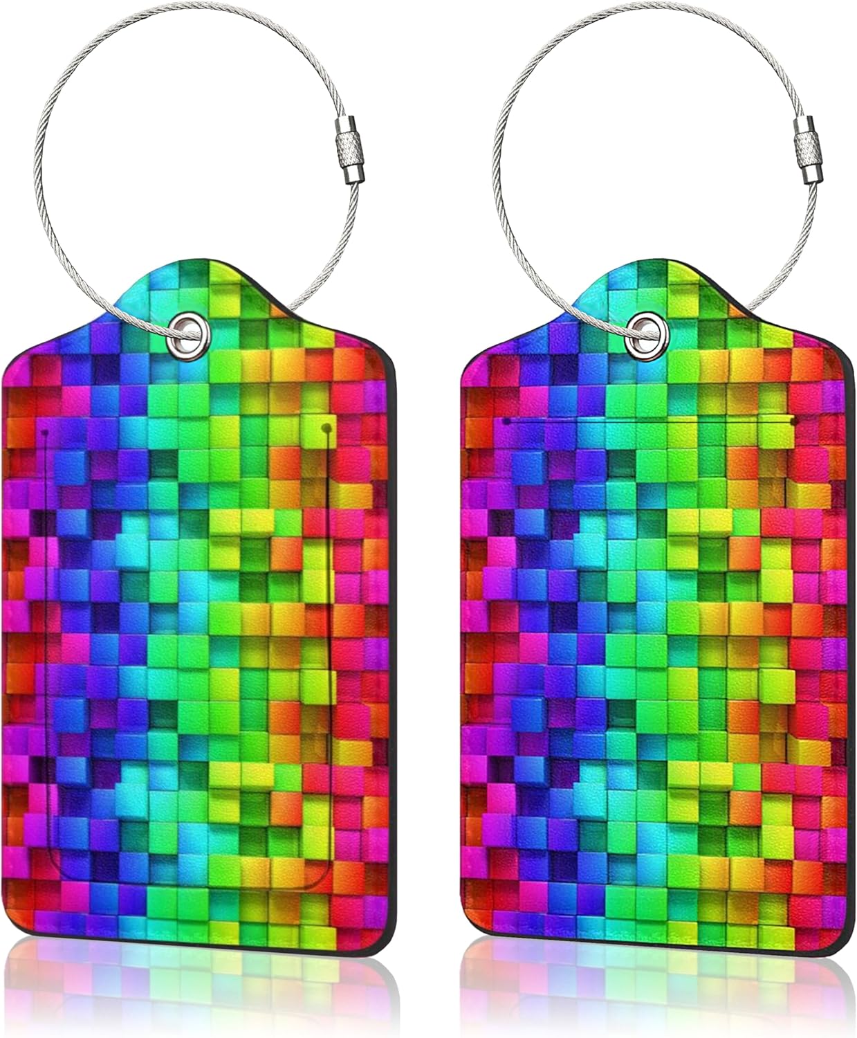 2 Pack Luggage Tags for Travel PU Leather Luggage Tag Name ID Labels with Privacy Cover for