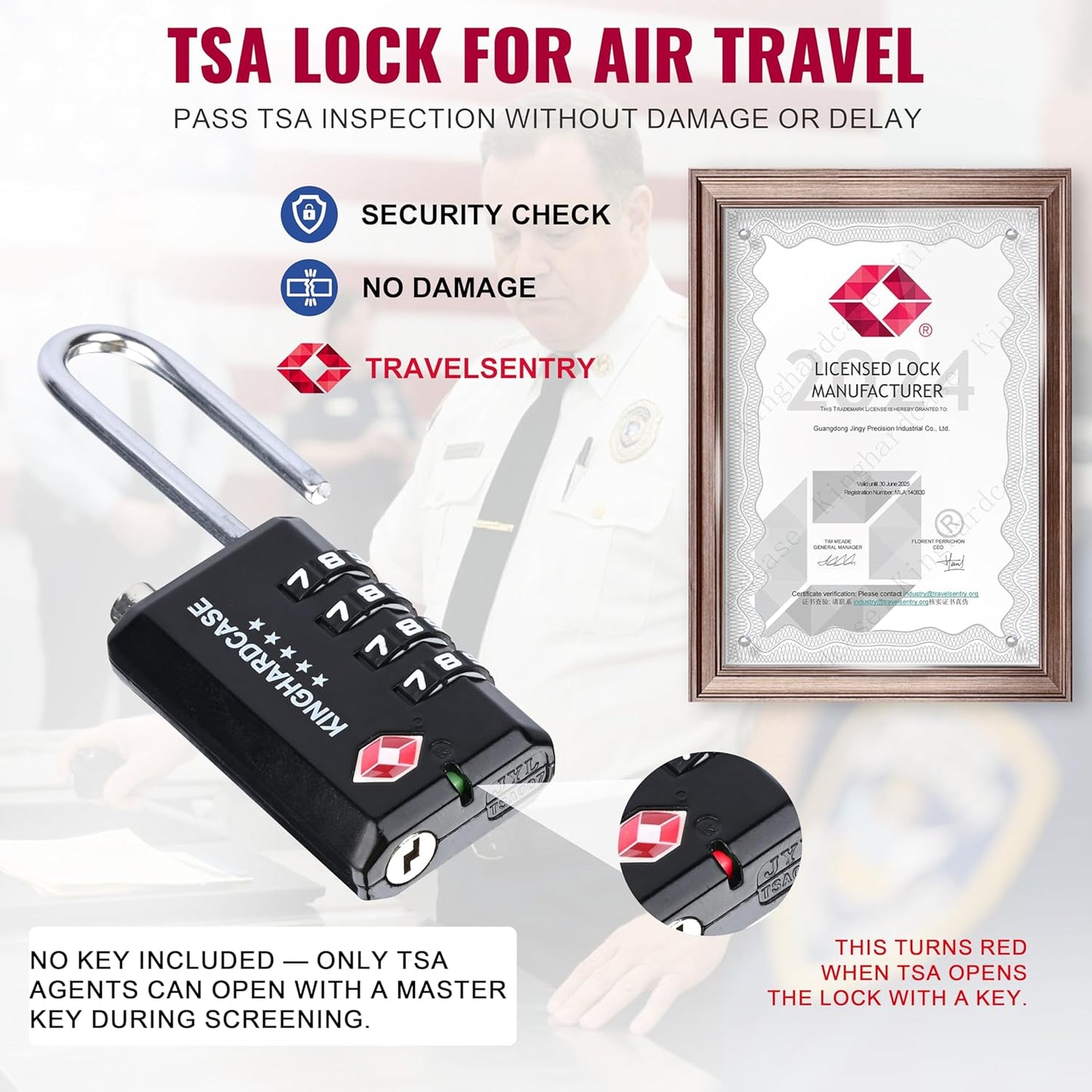 2 Pack TSA Locks for Luggage, 4-Digit Combination Travel Locks for Gun Cases, Toolboxes, Ammo Cases, Bags, Suitcases, Backpacks, Resettable Zinc Alloy Lock with Hook