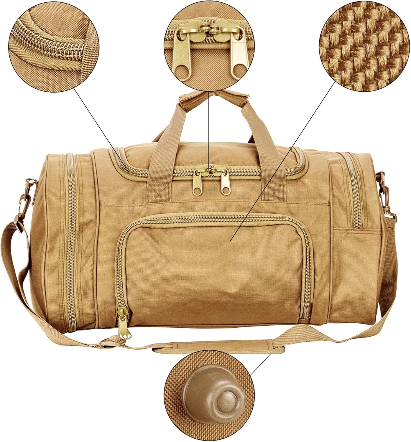 Gym Duffel Bag for Men Sports Duffel Bag with Shoe Compartment (TAN-Model A)