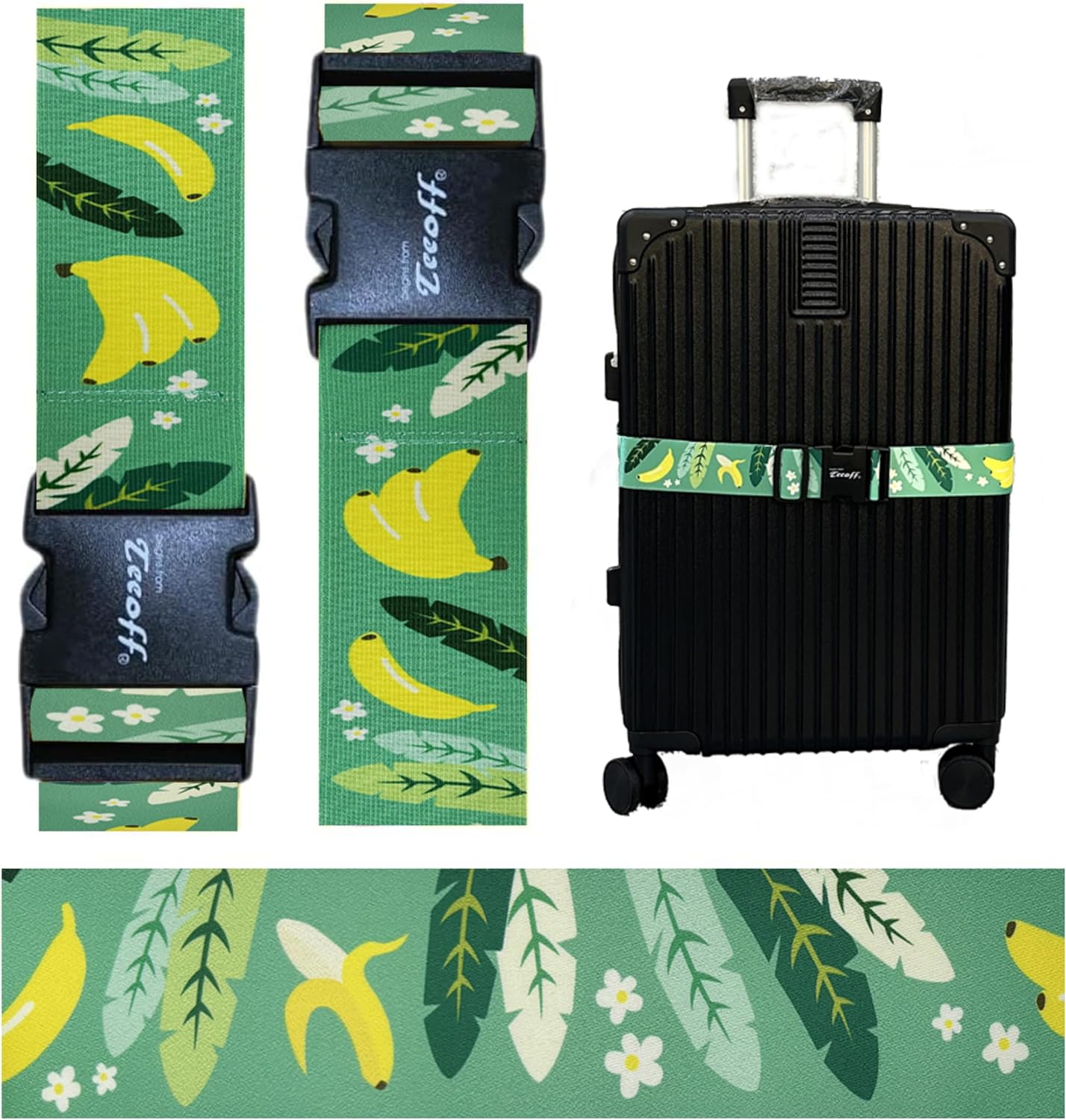 Teeoff Elastic Luggage Straps Suitcase Belts Travel Bag Accessories Adjustable 220CM (Banana)