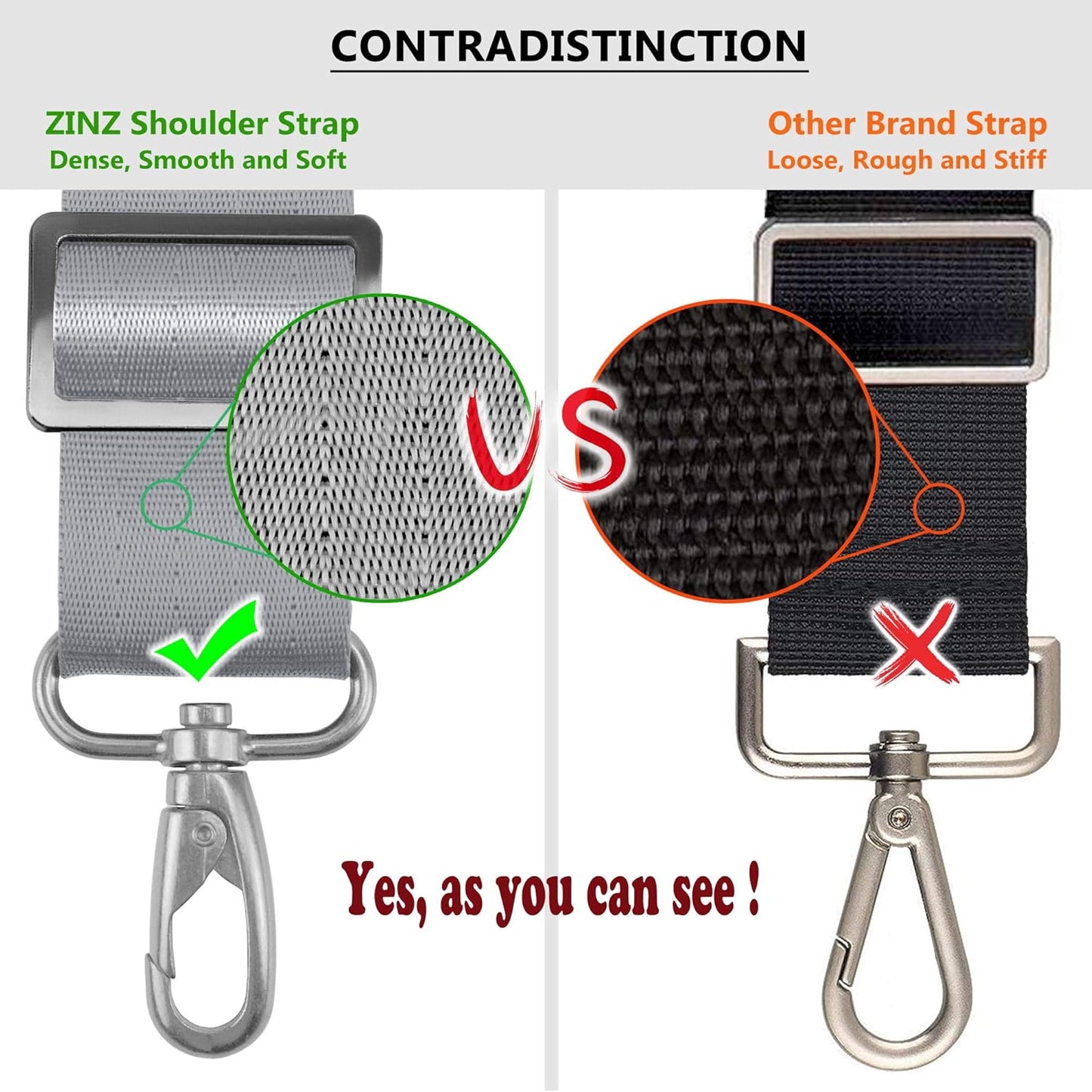 ZINZ Bag Shoulder Strap, Padded Adjustable Shoulder Strap Replacement
