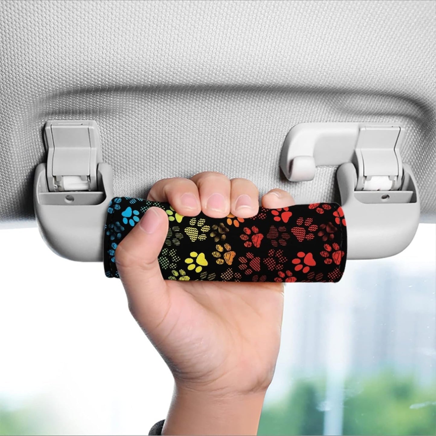 Colorful Paws Luggage Handle Protection Sleeve Cover Set of 2 Pcs,Personalized Luggage Handle Wrap Grip for Suitcase Portable Luggage Identifiers Marker Grips Protector