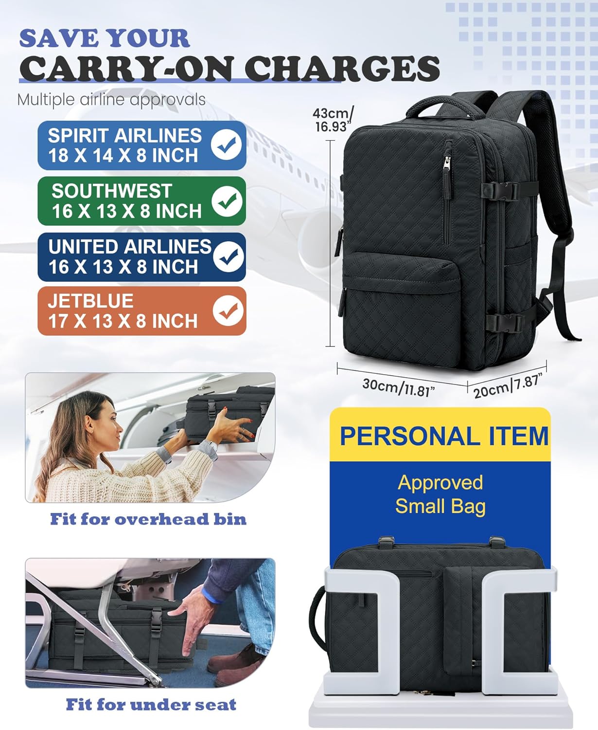WONHOX Travel Vacuum Storage Backpack with Air Pump Vacuum Seal Compression Space Saver Bags Clothing Vacpack 18x14x8 inches Travel Bag Carry on Personal item Laptop Work Backpacks Women BlackGrey