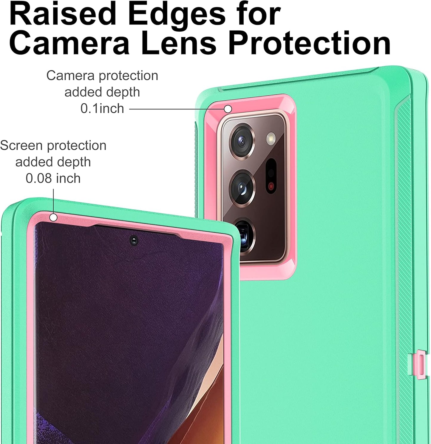 for Note 20 Ultra Case, Galaxy Note 20 Ultra Case with Self Healing Flexible TPU Screen Protector [2 Pack], 3 in 1 Heavy Duty Protection Case for Samsung Note 20 Ultra 5G(Aqua Blue/Rose Pink)