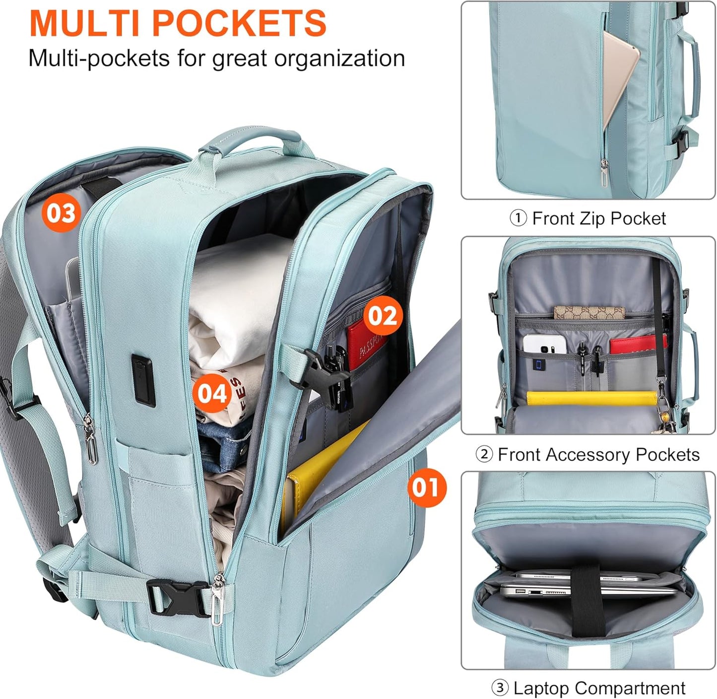 PIJUSHI Travel Backpack for Women Expandable Carry on Luggage Backpack Airline Approved Personal