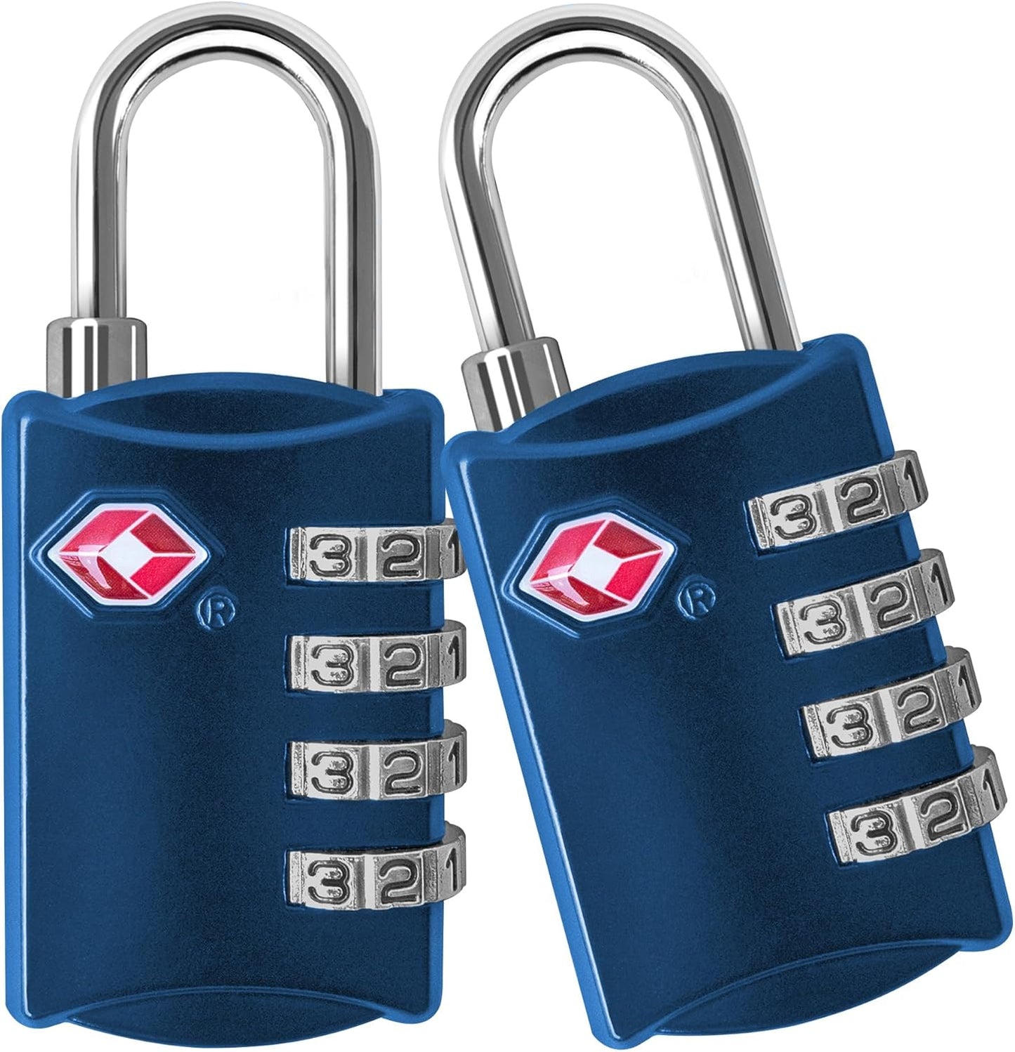 TSA Locks for Luggage, 2-Pc Durable Steel Padlock, Keyless Easy to Read 4-Digit Combination Lock for Backpacks, Travel Suitcases, Toolbox, Filing Cabinets, Baggage & Gym Locker, Blue