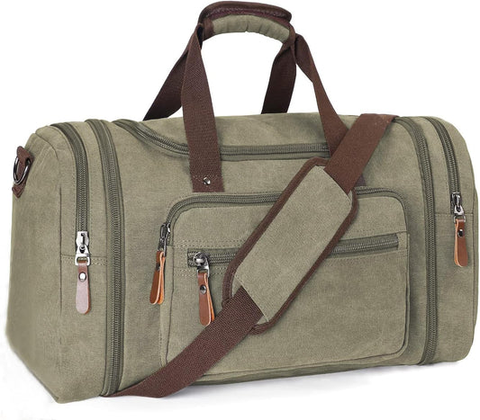 Sechunk Duffle Bag Canvas Large Outdoor Shoulder Bag Overnight Handbag Travel Tote Luggage Weekender Bag
