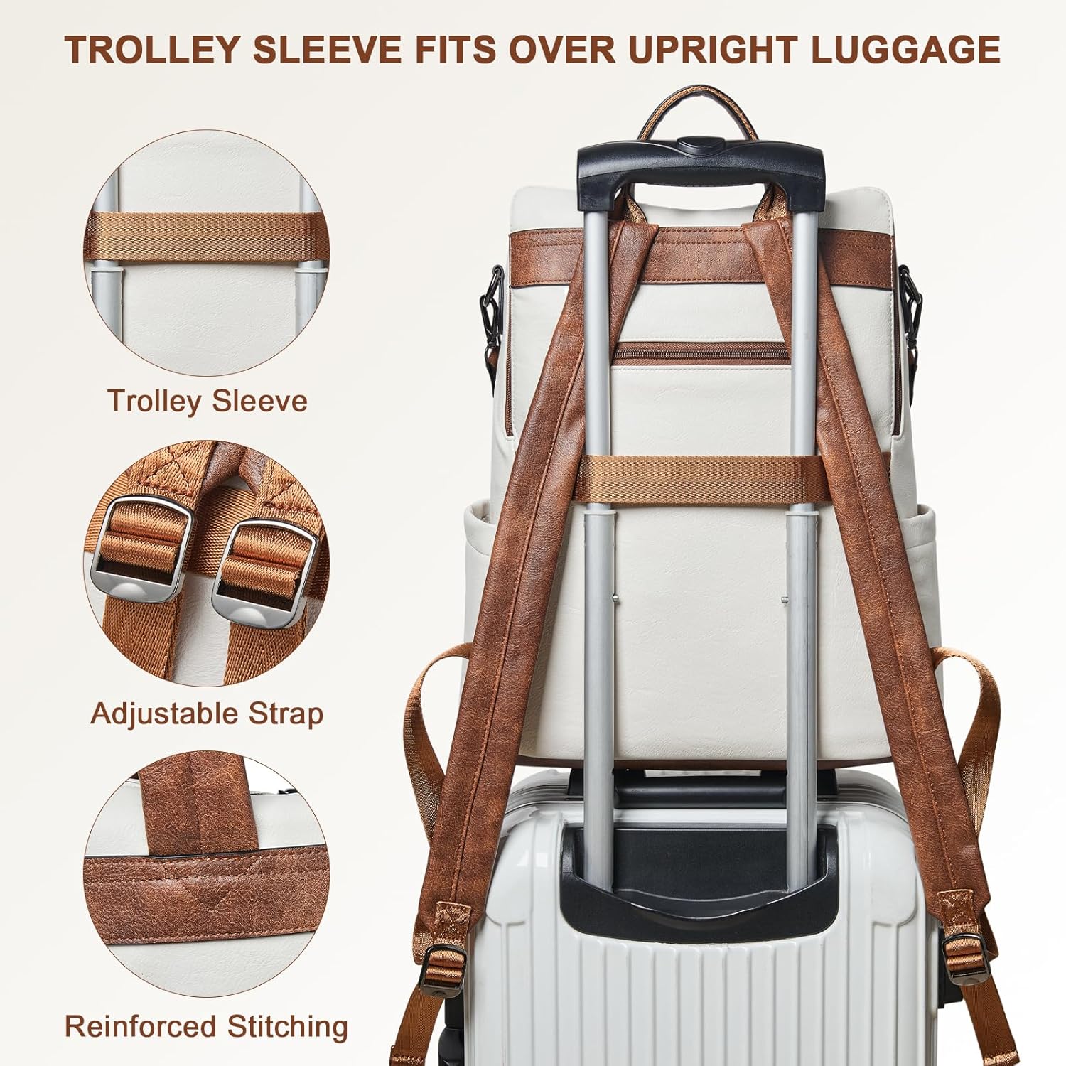 Shrrie Laptop Backpack for Women 15.6 inch,Travel Leather Backpack Purse Nurse Teacher Carry on