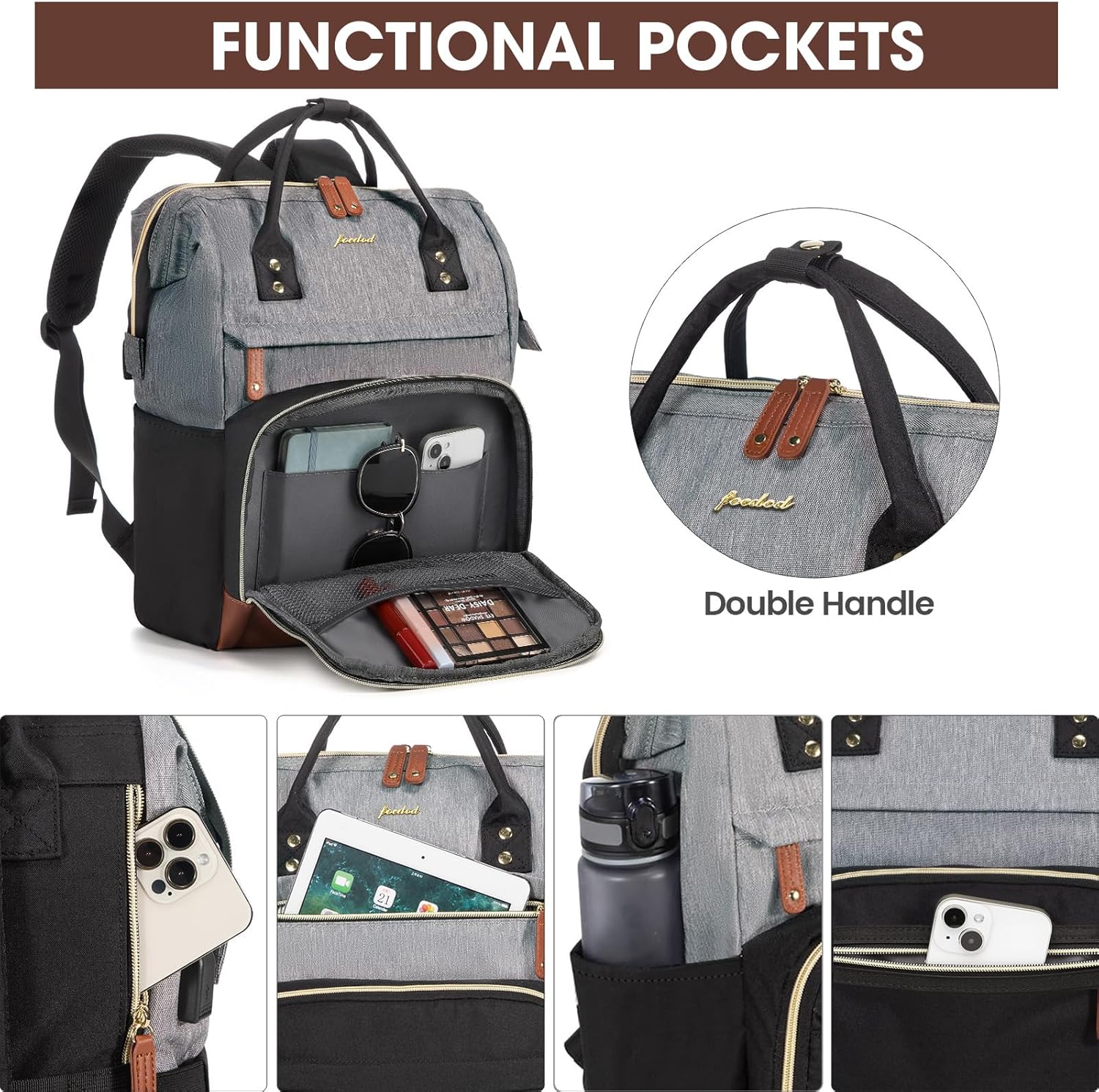 Laptop Backpack 15.6 Inch Professional Womens Purse Computer Bag Nurse Teacher Backpack Waterproof