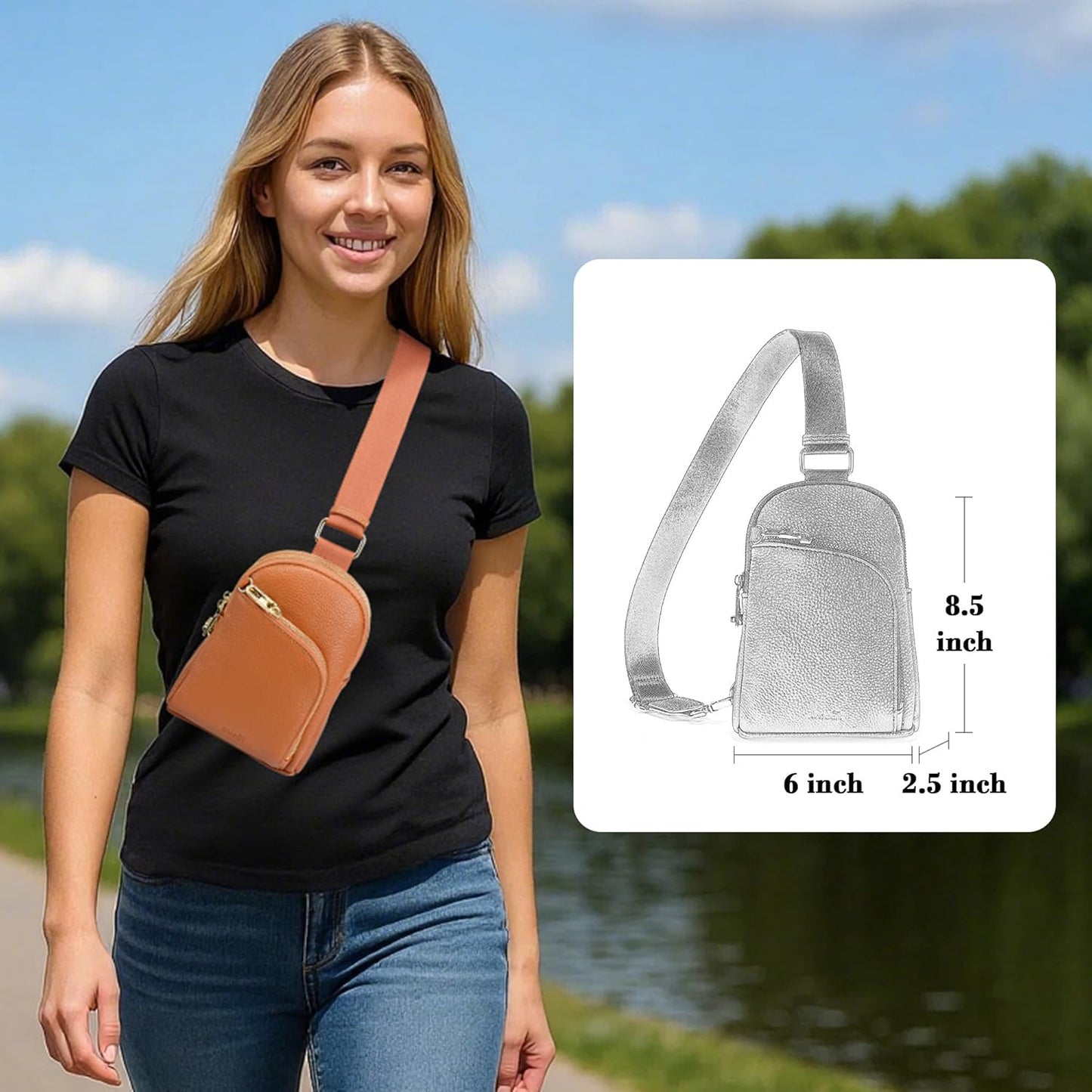 INICAT RFID Blocking Sling Bag Anti Theft Crossbody Bags for Women Travel Fanny Pack Cross Body for Woman Chest Bag