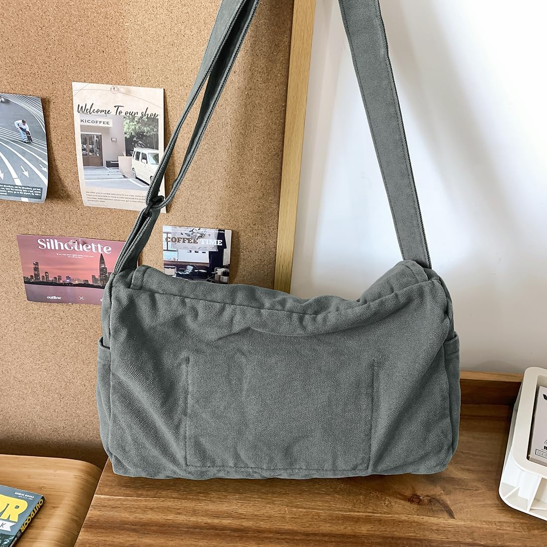 Collsants Messenger Bag for Women Men Satchel Bag Canvas Crossbody Shoulder Bag Casual Sling Bag
