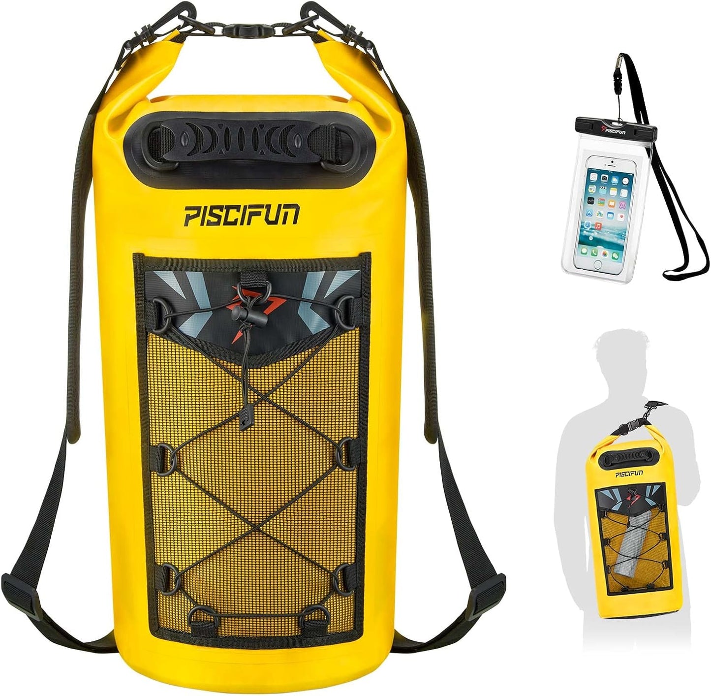Piscifun Dry Bag, Waterproof Floating Backpack 10L/20L/30L/40L with Waterproof Phone Case for Boating, Kayaking, Fishing