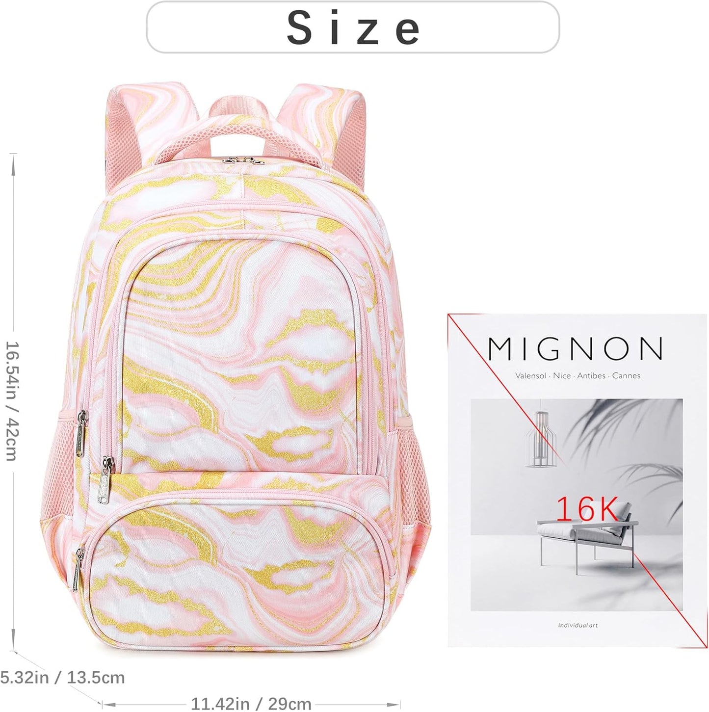 abshoo Marble Lightweight Kids Backpack For School Girls Elementary Kindergarten Bookbag School