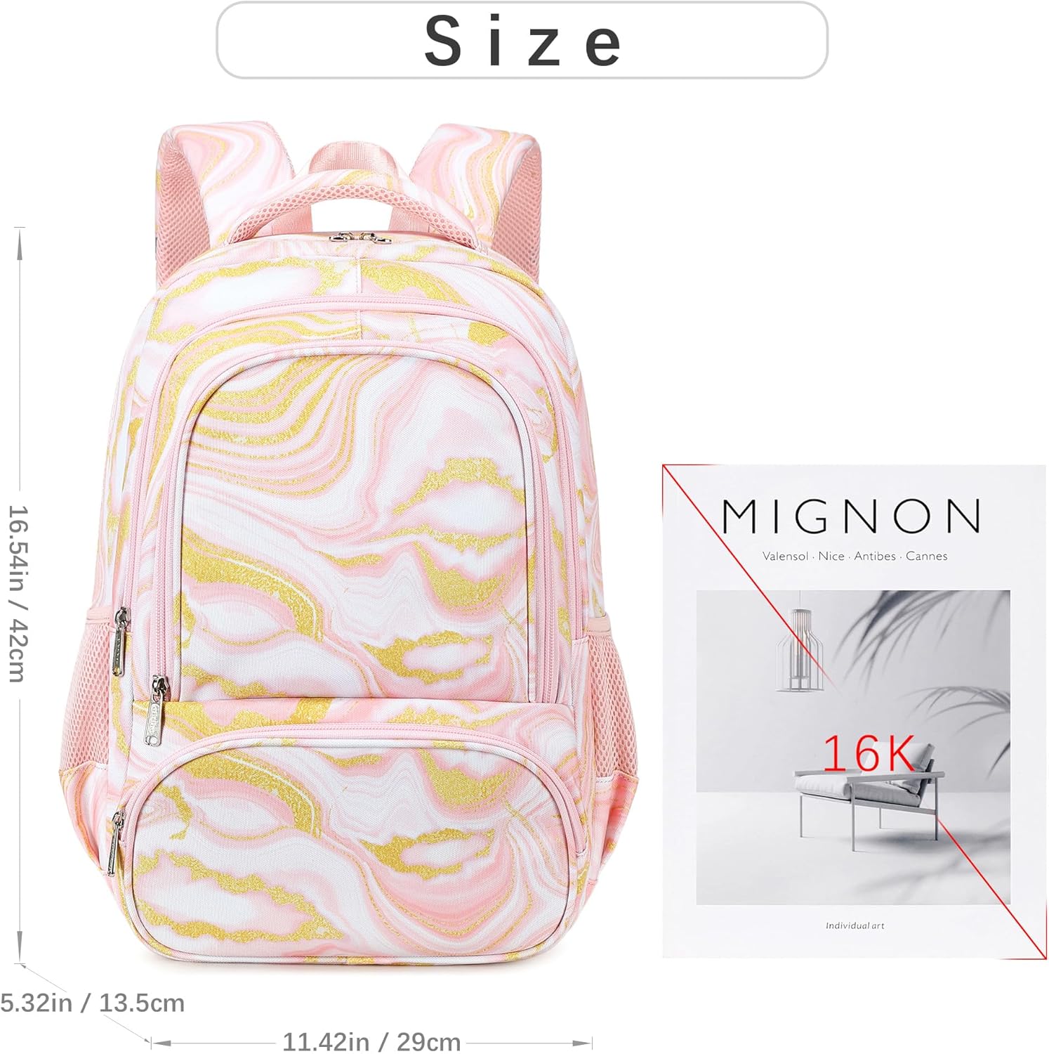 abshoo Marble Lightweight Kids Backpack For School Girls Elementary Kindergarten Bookbag School