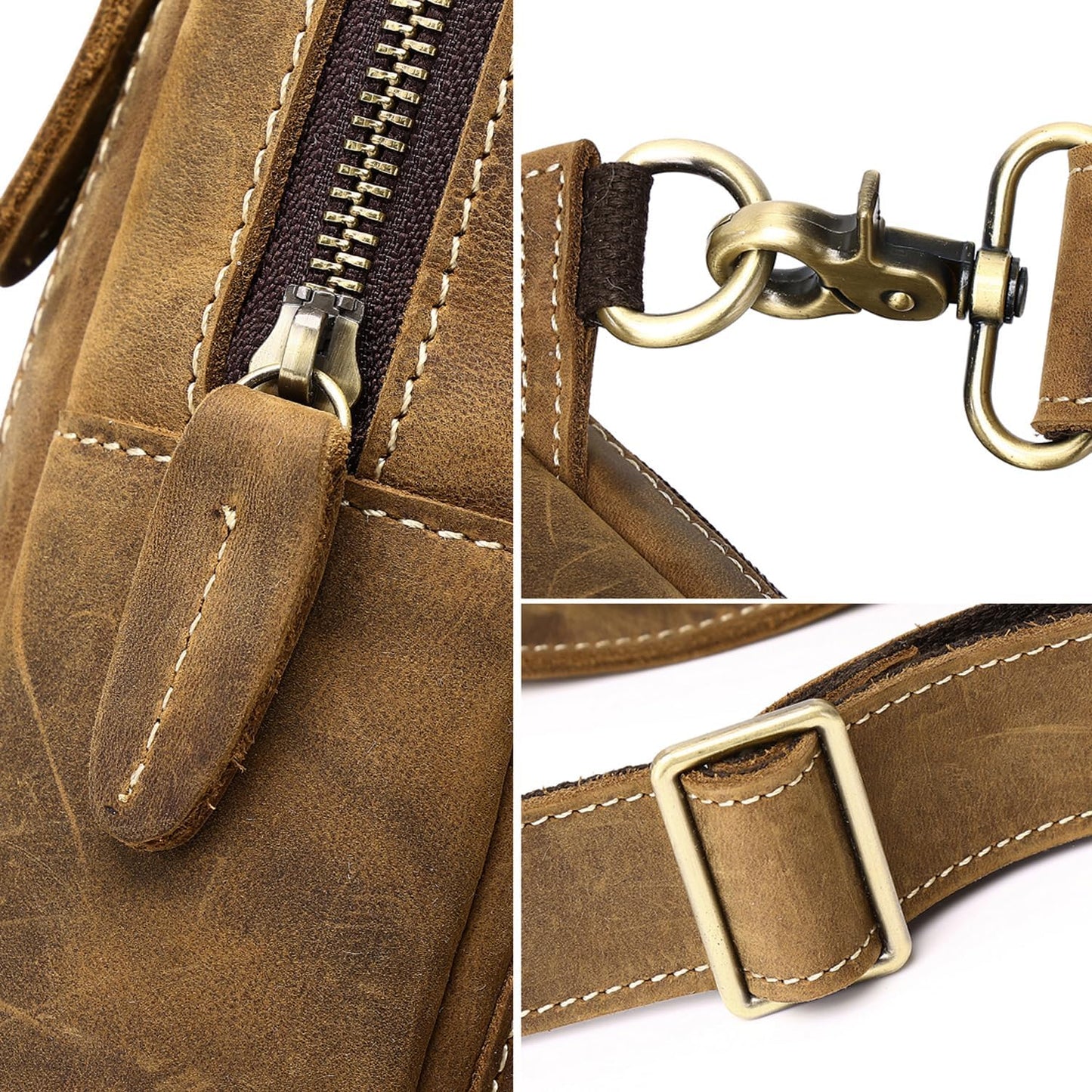 Genuine Leather Sling Bag for Men Women Backpack Chest Shoulder Satchel Crossbody Bags Casual Outdoor Daypack