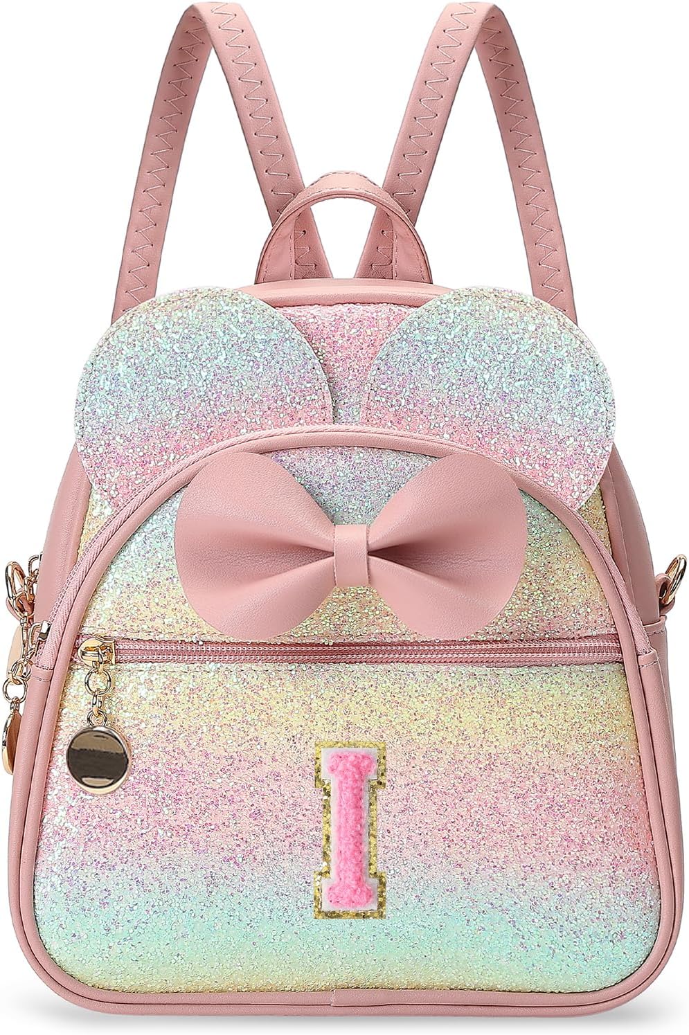 Christmas Birthday Gift for 2 3 4 5 6 7 8 9 10 Year old Girls Personalized Initial Mini Backpack Purse for Toddler Kids-Shine-I