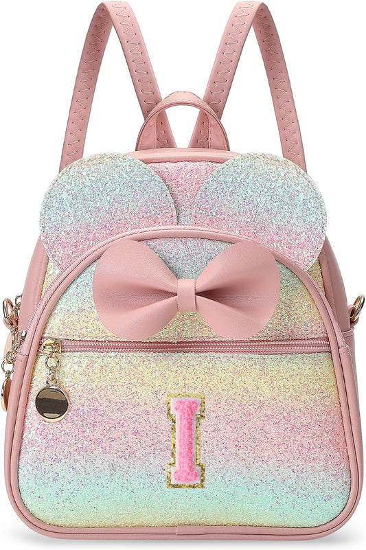 Christmas Birthday Gift for 2 3 4 5 6 7 8 9 10 Year old Girls Personalized Initial Mini Backpack Purse for Toddler Kids-Shine-I