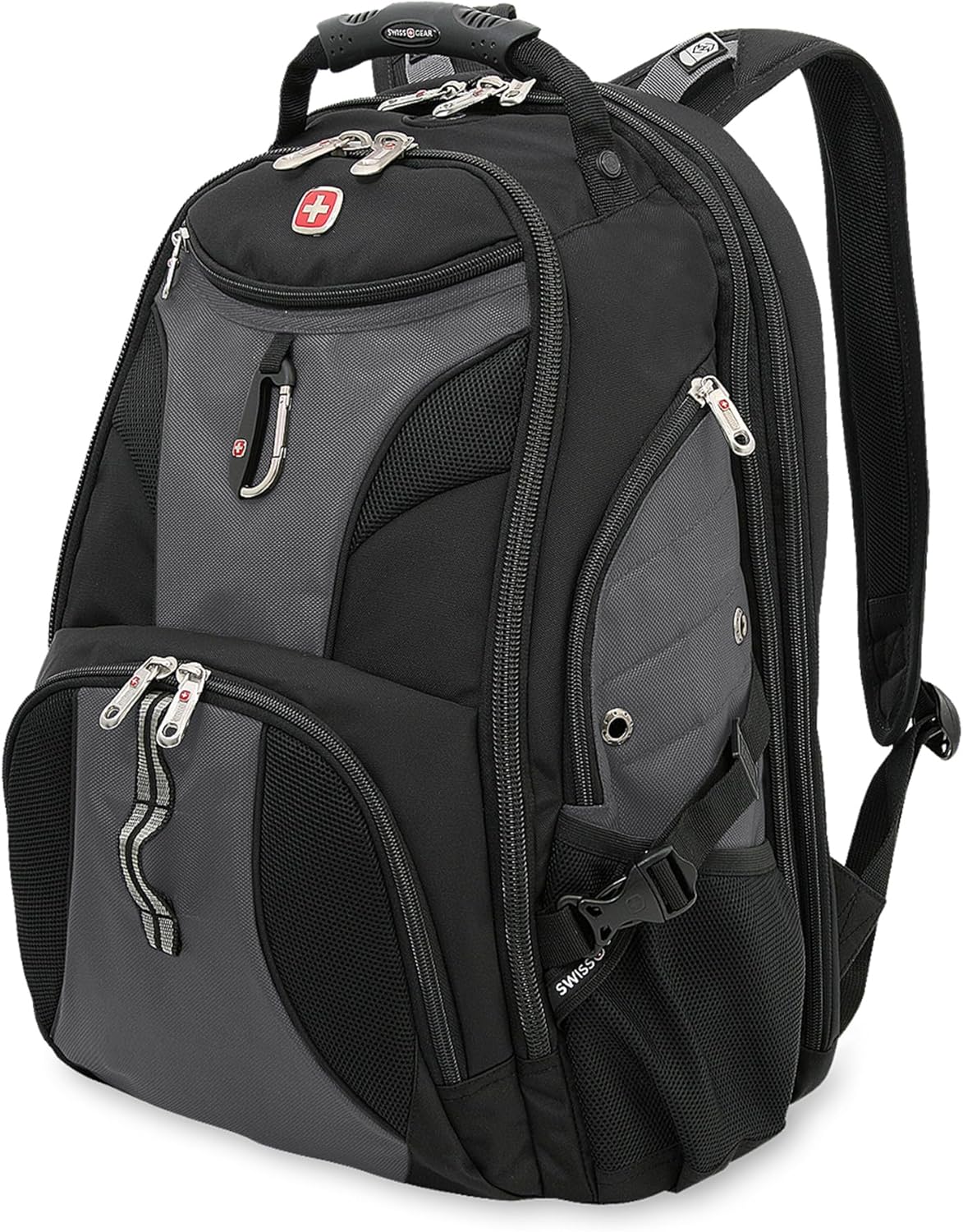 SwissGear 1900 ScanSmart 17” Laptop Backpack Grey/Black – Reflective Tech Backpack with ScanSmart Compartment – Multiple Organizer Pockets & RFID Scan Blocking Technology
