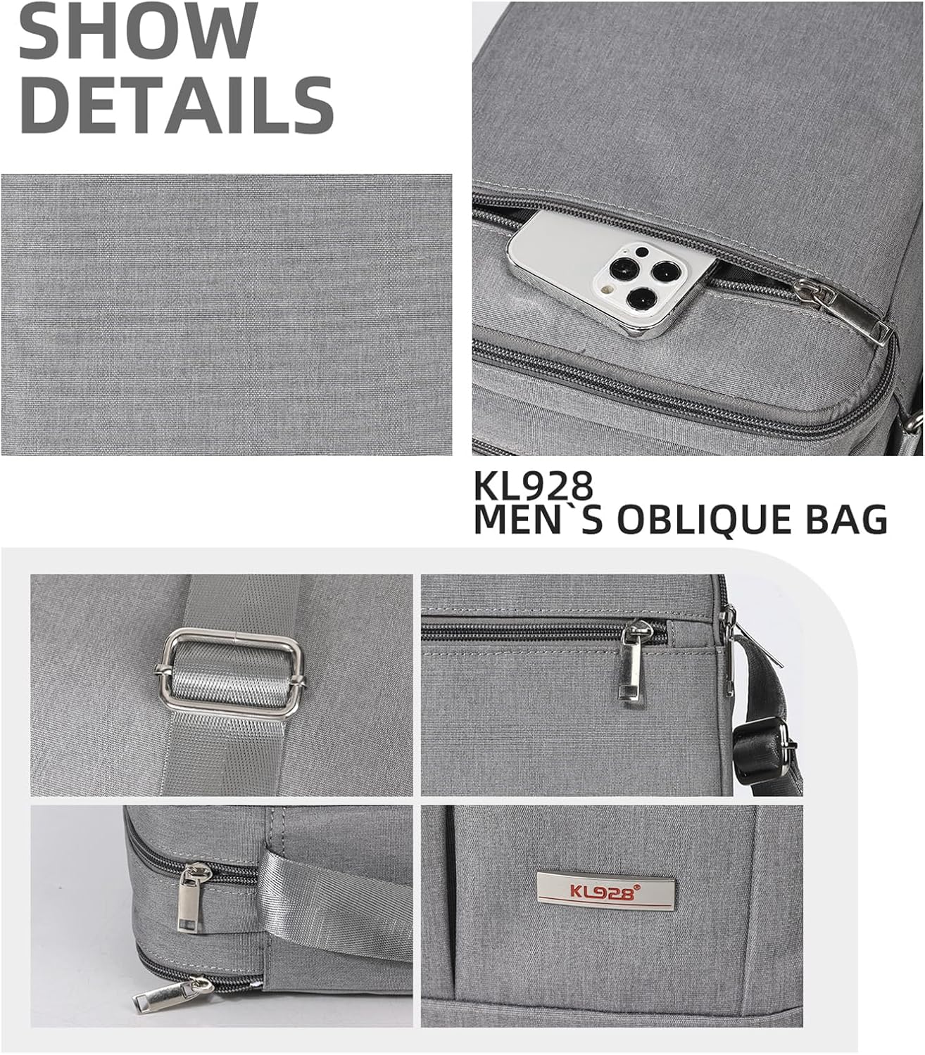 KL928 Men's Messenger Bag - Crossbody Shoulder Bags Travel Bag Man Purse Casual Sling Pack for Work Business
