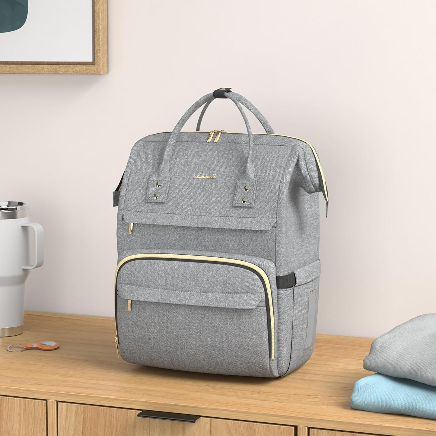 LOVEVOOK Laptop Backpack for Women,15.6 Inch Professional Womens Travel Backpack Purse Computer Laptop Bag Nurse Teacher Backpack,Waterproof College Work Bags Carry on Back Pack with USB Port,Grey
