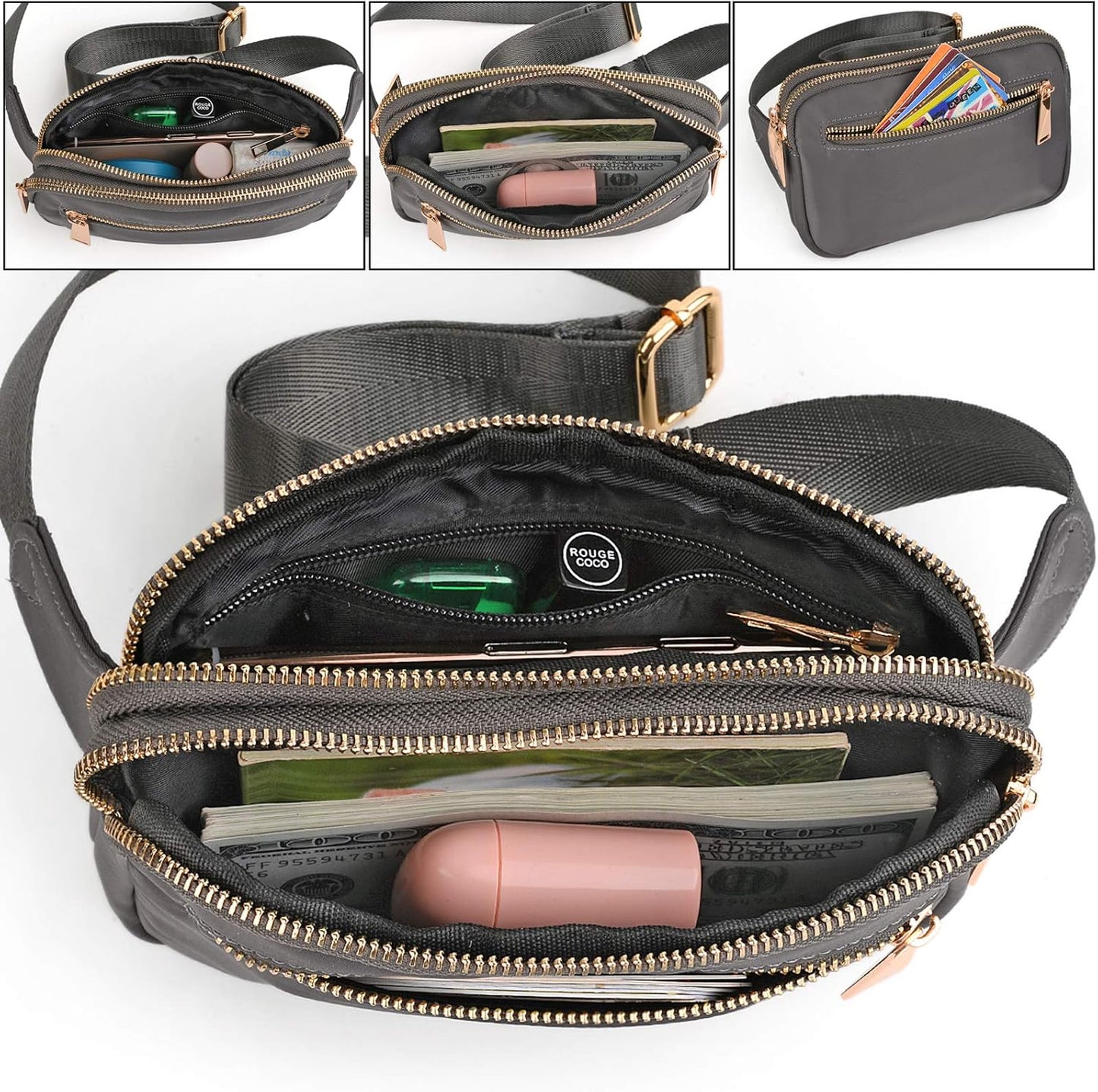 UTO Fanny Pack for Women Crossbody Trendy Fashion Belt Purse Chest Waist Hip Bumbag for Outdoor Shopping Travel Hiking