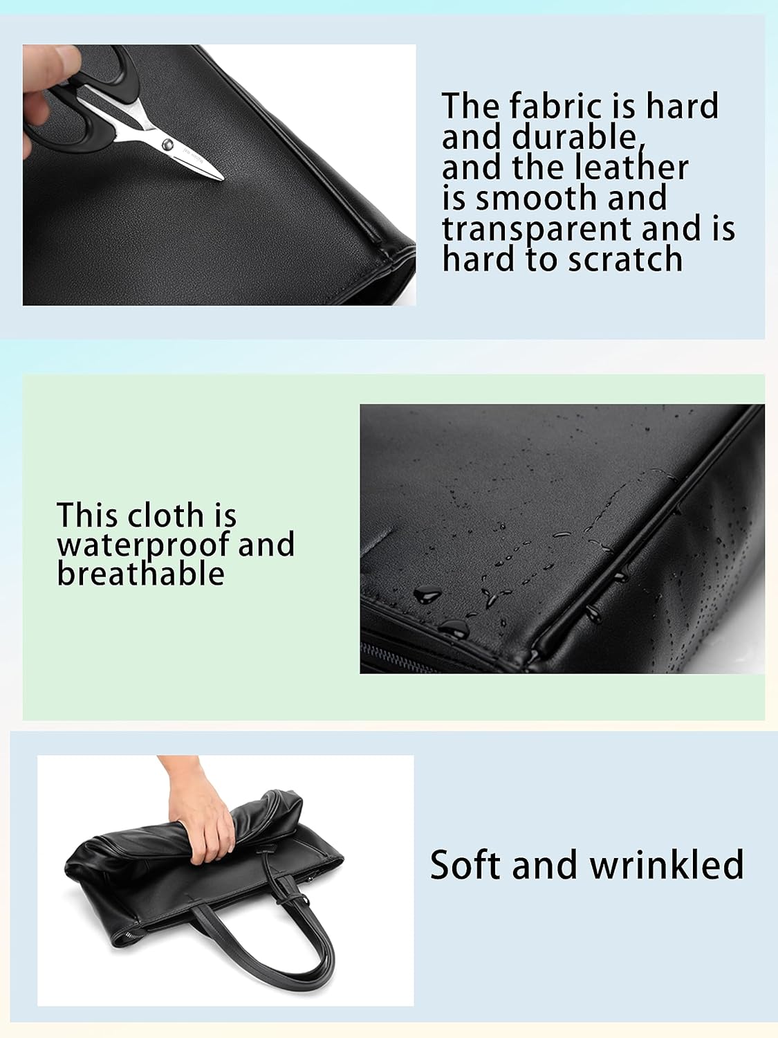 FSD.WG Men's Tote Bag,Business Bag, Leather Briefcase,Elegant Leather（PU）,Large Capacity,Black