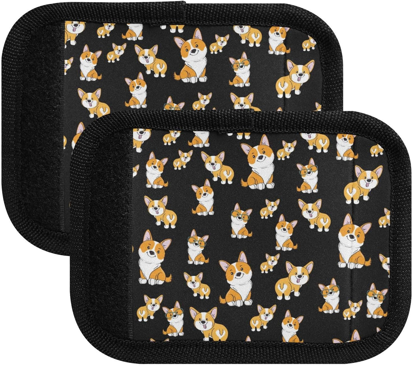 Cute Corgi 2 Pack Luggage Handle Wrap for Suitcase Luggage Identifier Travel Tags Handle Protection Sleeve Cover