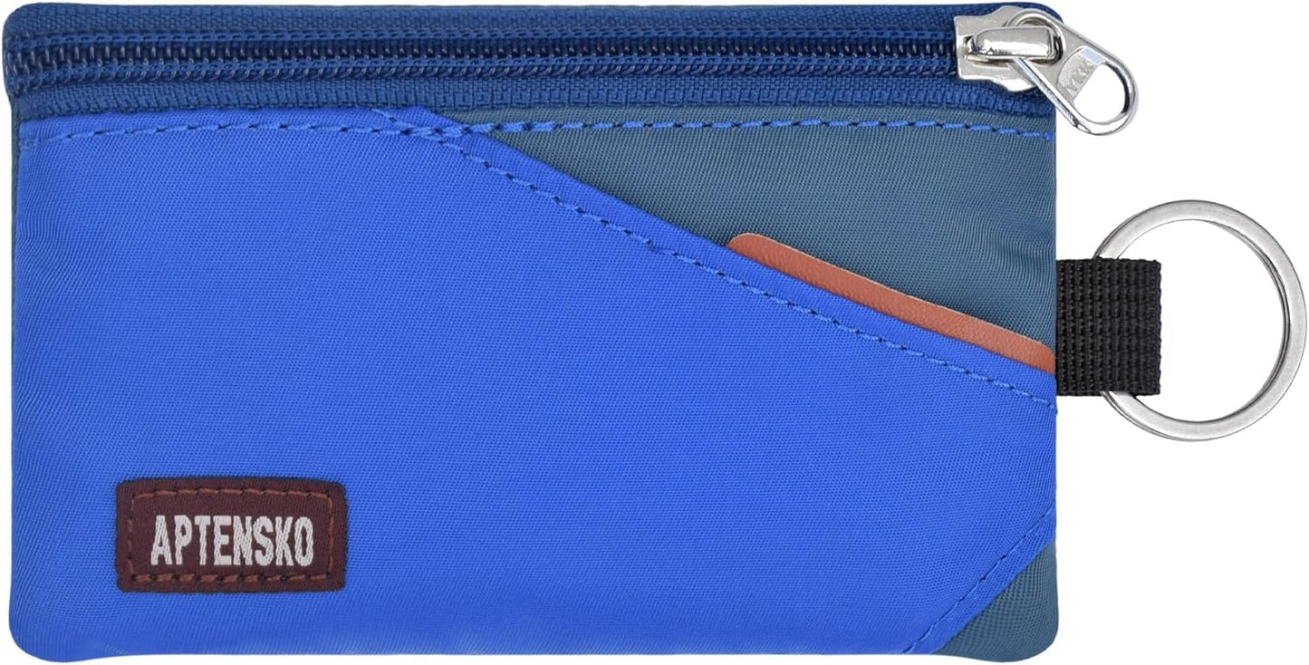 RFID Travel Wallet with Adjustable Lanyard-Zipper Small Wallet with ID Card Holder, Keychain for
