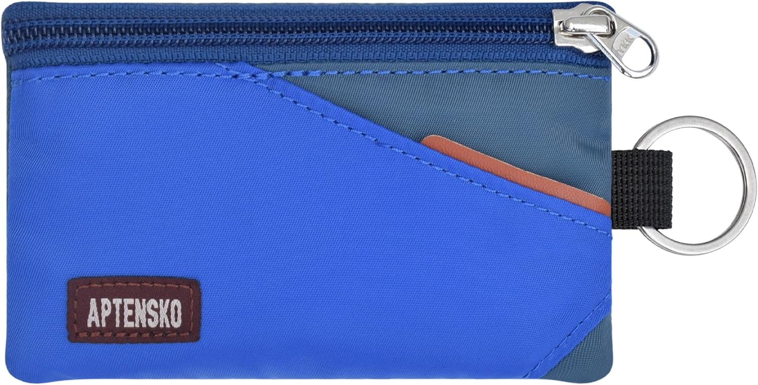 RFID Travel Wallet with Adjustable Lanyard-Zipper Small Wallet with ID Card Holder, Keychain for