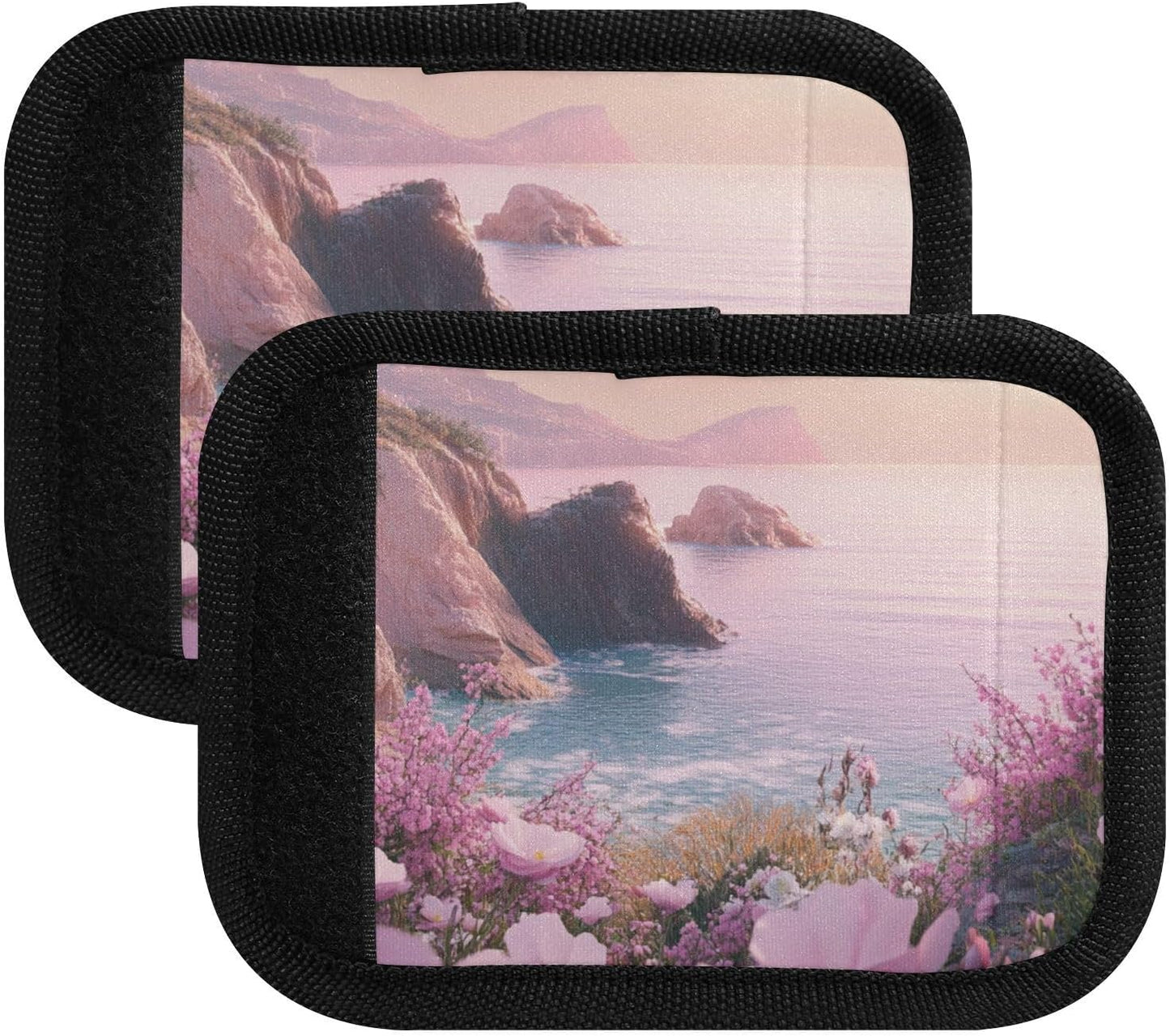 Pink Coastline Flower 2 Pack Luggage Handle Wraps Covers for Suitcase Identifiers Bag Tags Travel Accessories