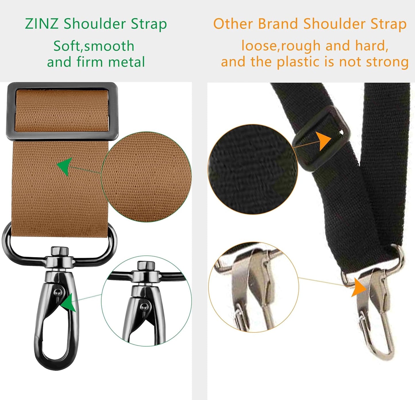 ZINZ Shoulder Strap 58" Ultra-Thick Fixed Padded and Adjustable Buckles Crossbody Strap for Briefcase Laptop Bag Luggage