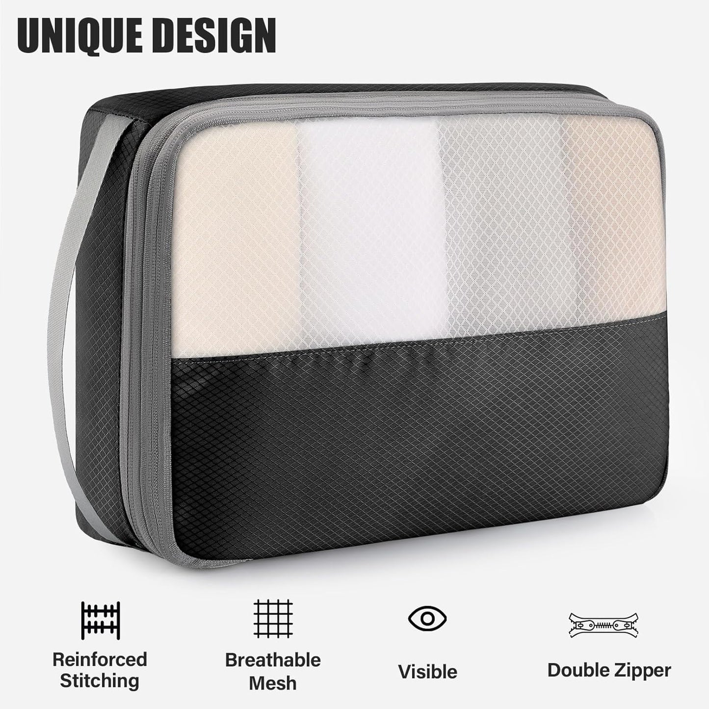 6 Set Compression Packing Cubes for Travel, Lightweight and Space-Saving Luggage Organizer Bags