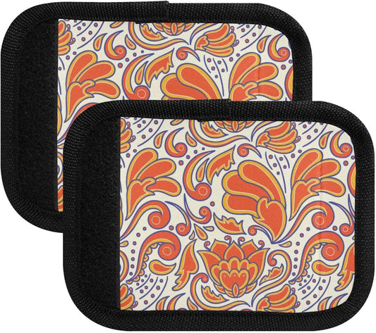 2 PC Luggage Handle Wrap Luggage Handle Covers Tags for Suitcase Bags Travel Luggage Handle Identifier Gripper Retro Flowers