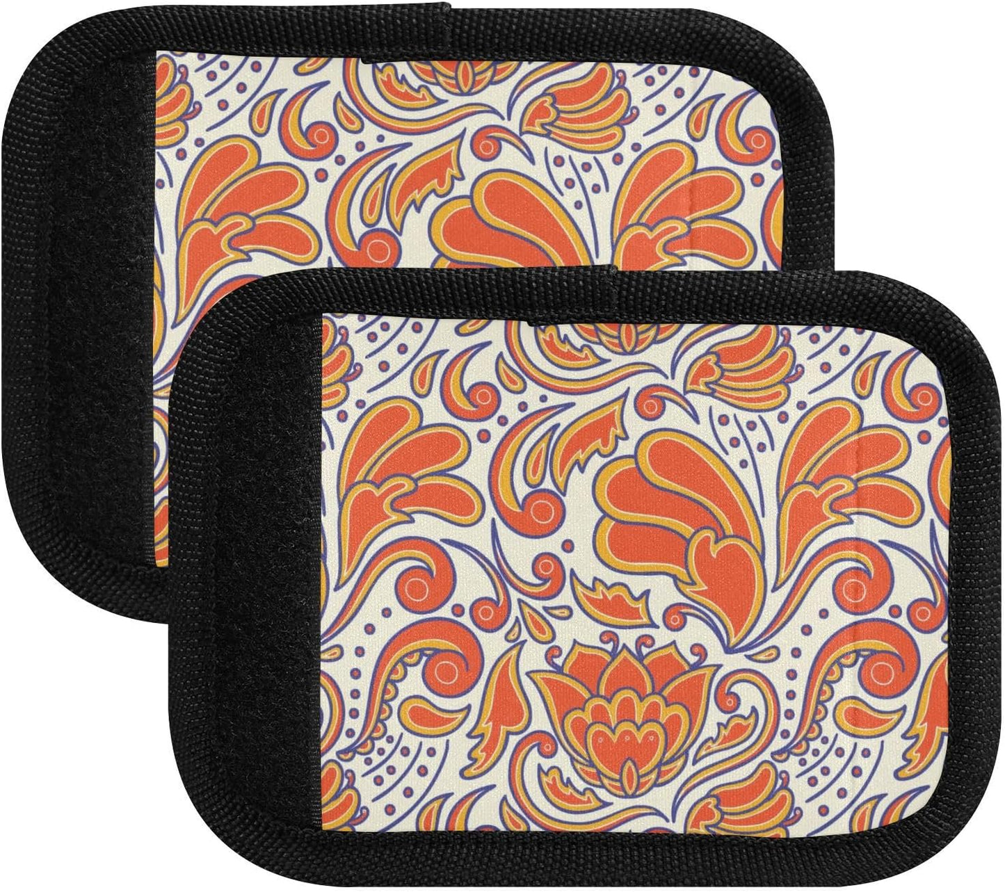 4 PC Luggage Handle Wrap Luggage Handle Covers Tags for Suitcase Bags Travel Luggage Handle Identifier Gripper Retro Flowers