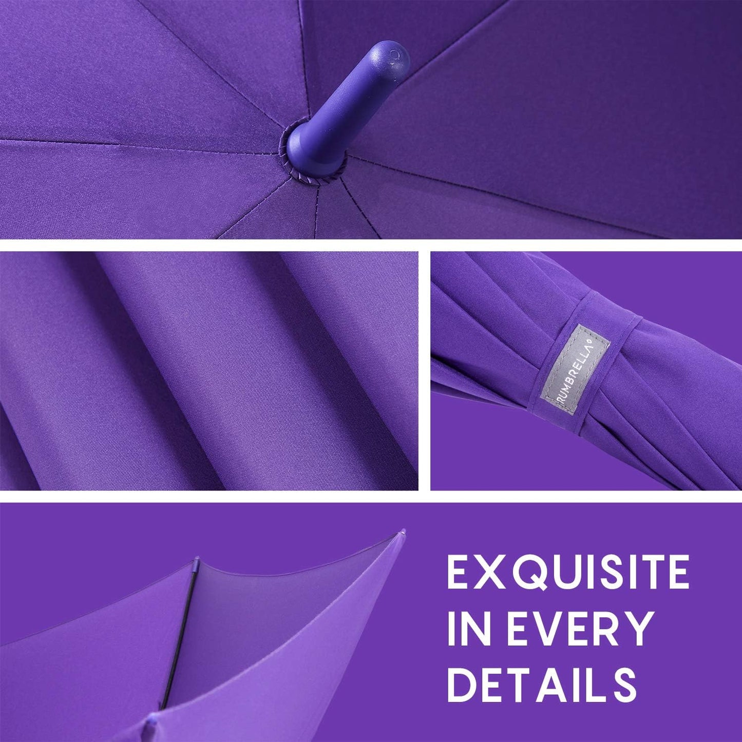 RUMBRELLA UV Stick Umbrella Auto Open UPF 50+ with J Hook Handle 51IN