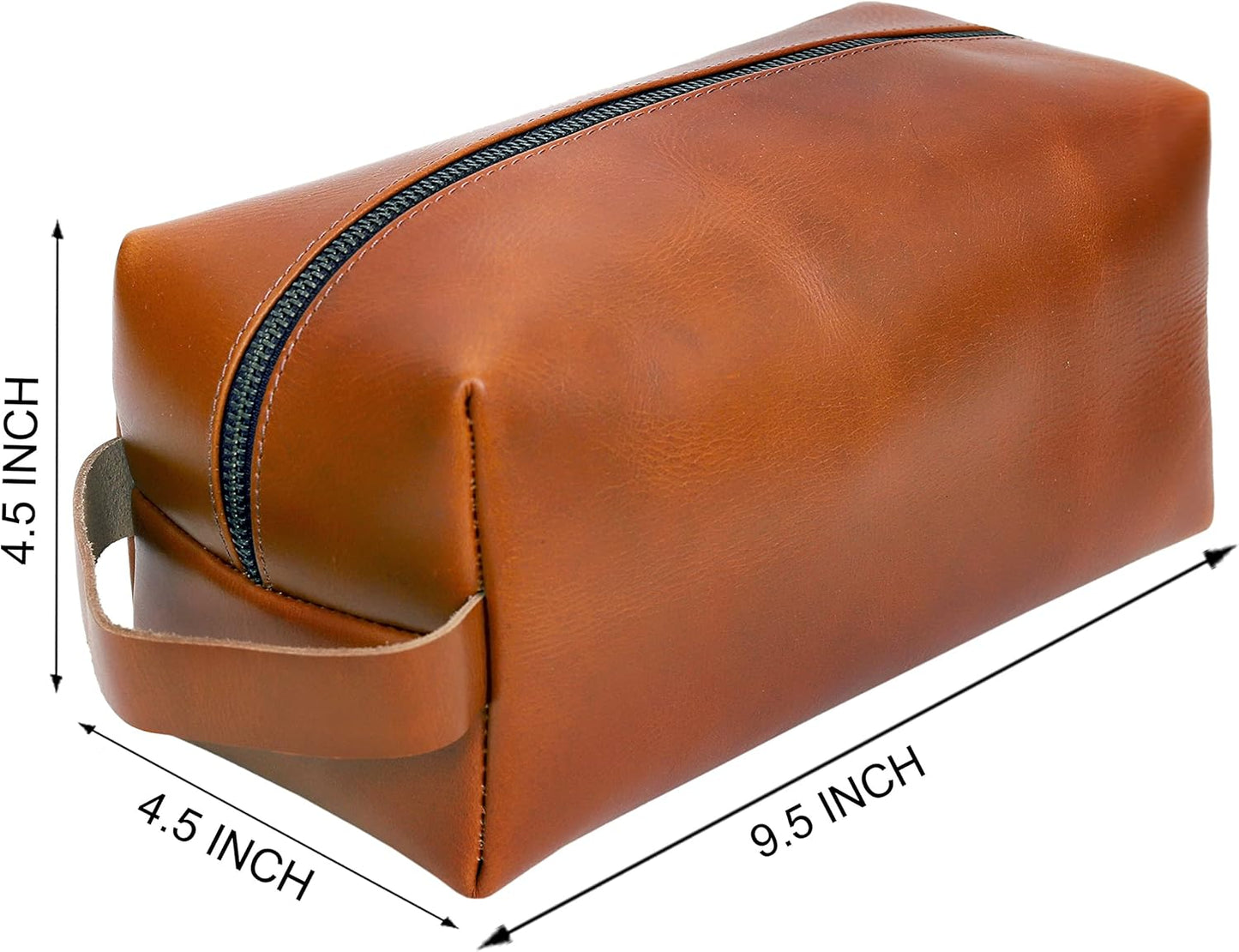 cuero Leather Buffalo DoppKit Toiletry Travel Unisex Toiletry Cosmetic Pouch Shaving Kit Men Women (TAN)