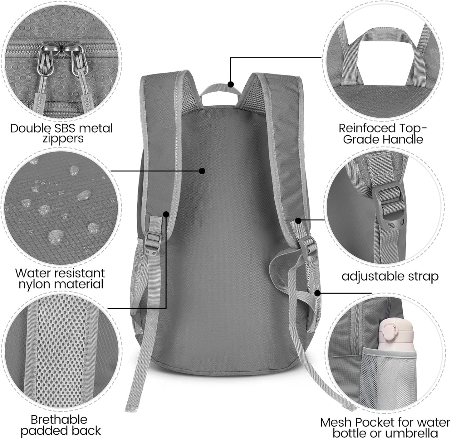 ZOMAKE Lightweight Packable Backpack 28L, Foldable Backpacks Water Resistant Collapsible Day Bag Light Daypack for Hiking