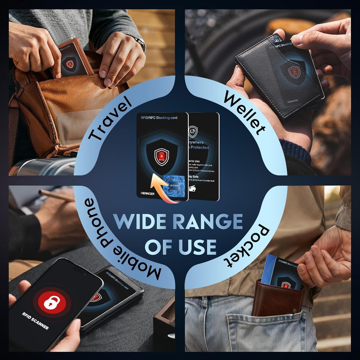 2025 NEW RFID Blocking Card Set with Indicator Light,Wallets Shield,Credit Card Protector, NFC Bank Debit Blocker,Anti-Skimming Protection For ID Passport Travel For Men/Women (2)
