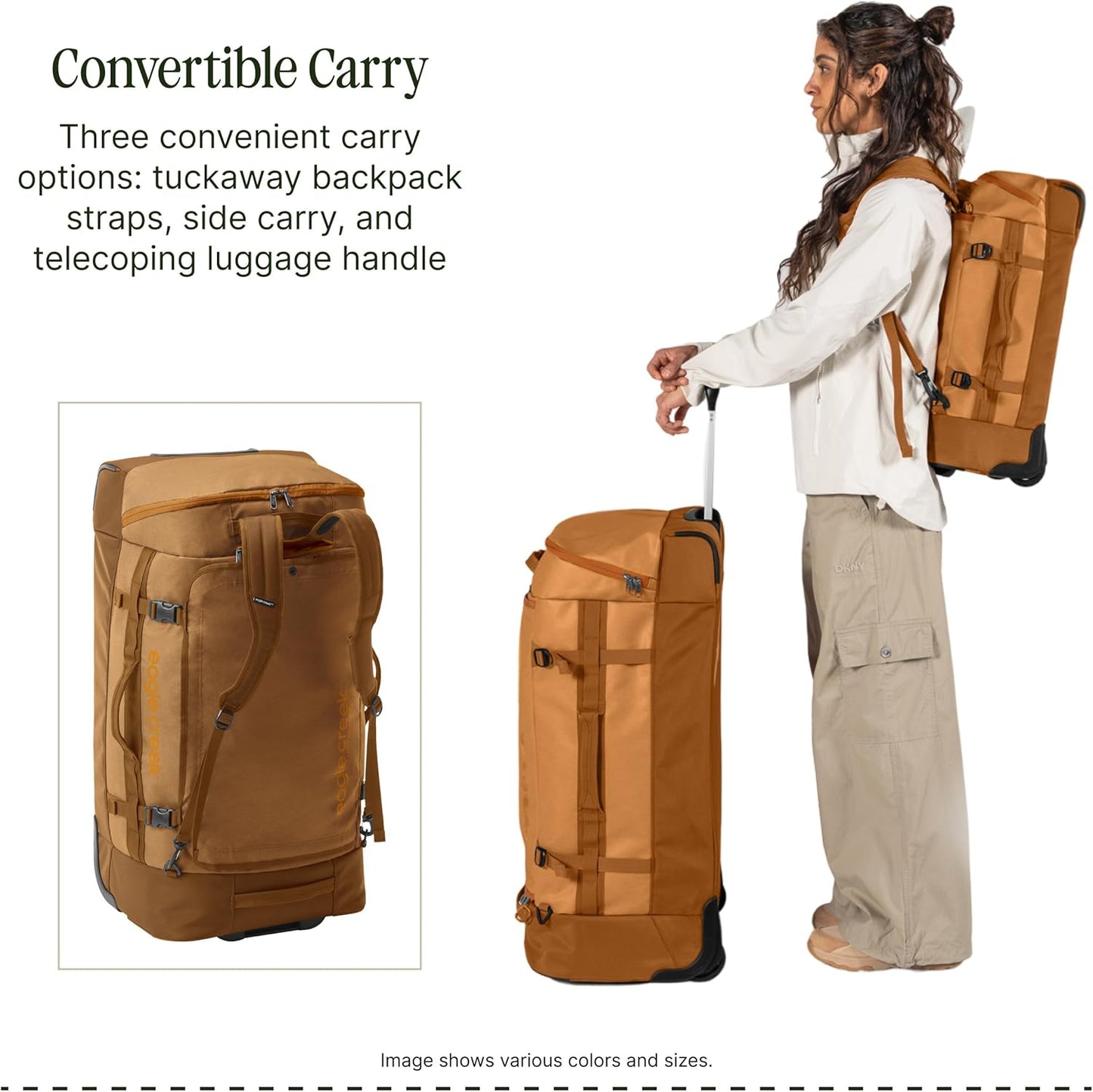 Eagle Creek Cargo Hauler XT Wheeled Duffel - Wheeled Backpack Duffel - Deployable Backpack Straps - Lockable U-Lid & Easy Access Compartment - 32" - Iron Orange