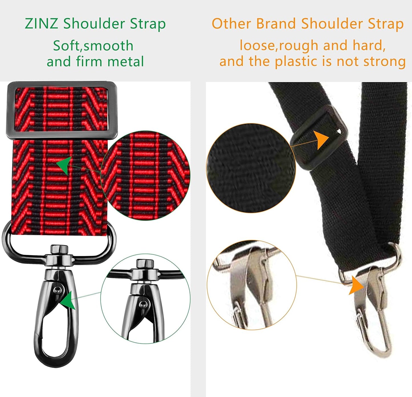 ZINZ Shoulder Strap 58" Ultra-Thick Fixed Padded and Adjustable Buckles Crossbody Strap for Briefcase Laptop Bag Luggage