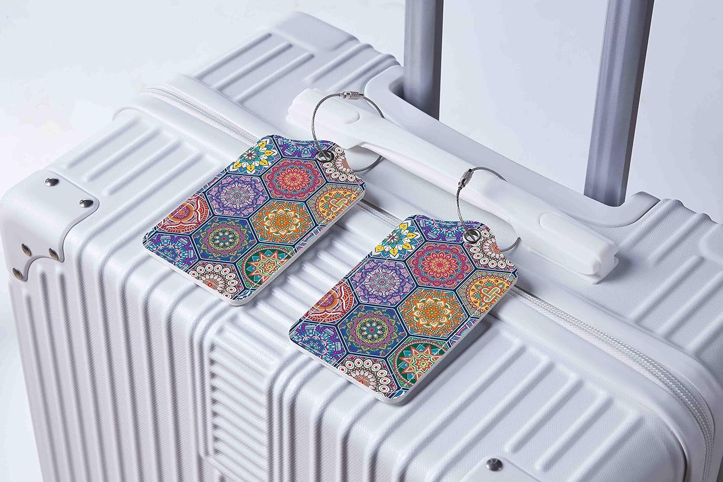 Luggage Tags for Suitcases, 2 Pack Cute PU Leather Suitcase Tag Identifiers TSA Approved with Stainless Steel Loop and Address Card for Baggage Tag for Cruise Airport Travel Essentials by Chelmon