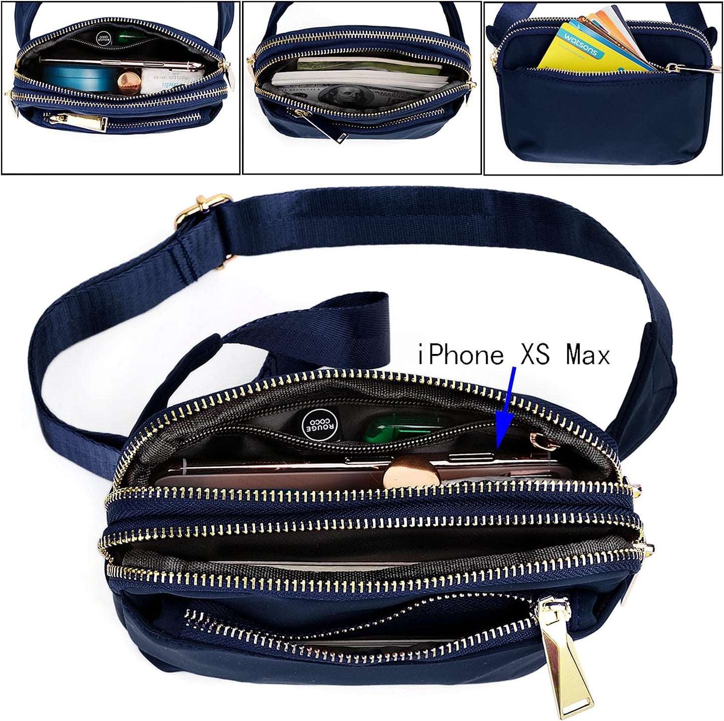 UTO Fanny Pack for Women Crossbody Trendy Fashion Belt Purse Chest Waist Hip Bumbag for Outdoor Shopping Travel Hiking